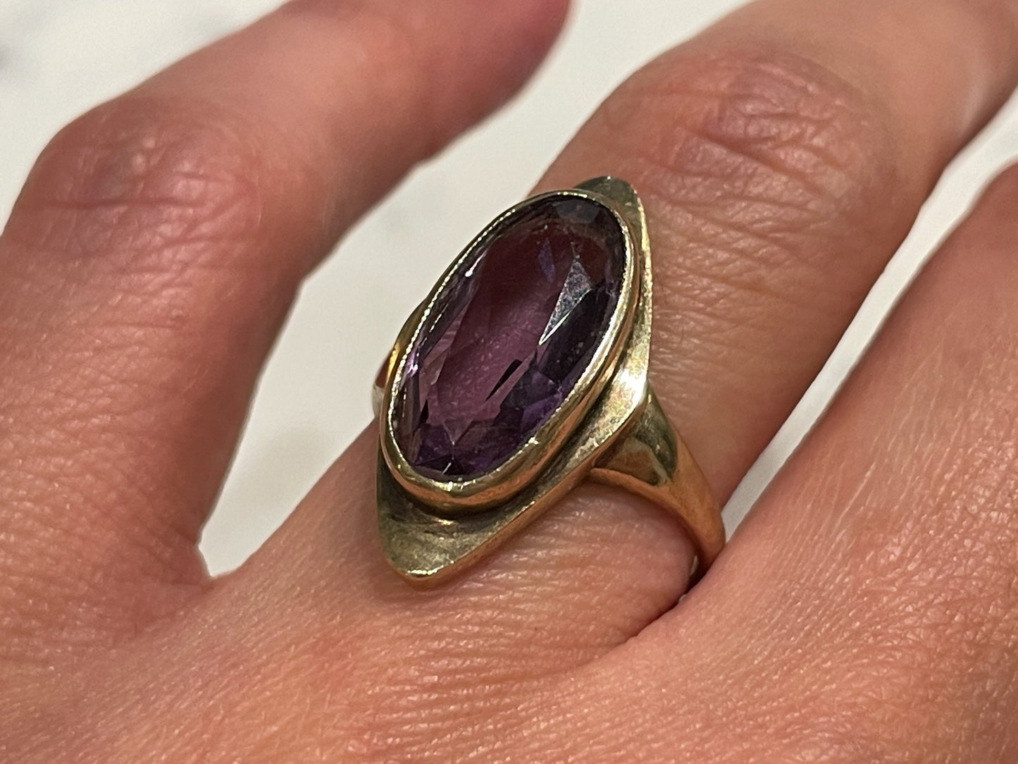 9ct yellow gold and marquise set amethyst dress ring - The Goldfinch Collection