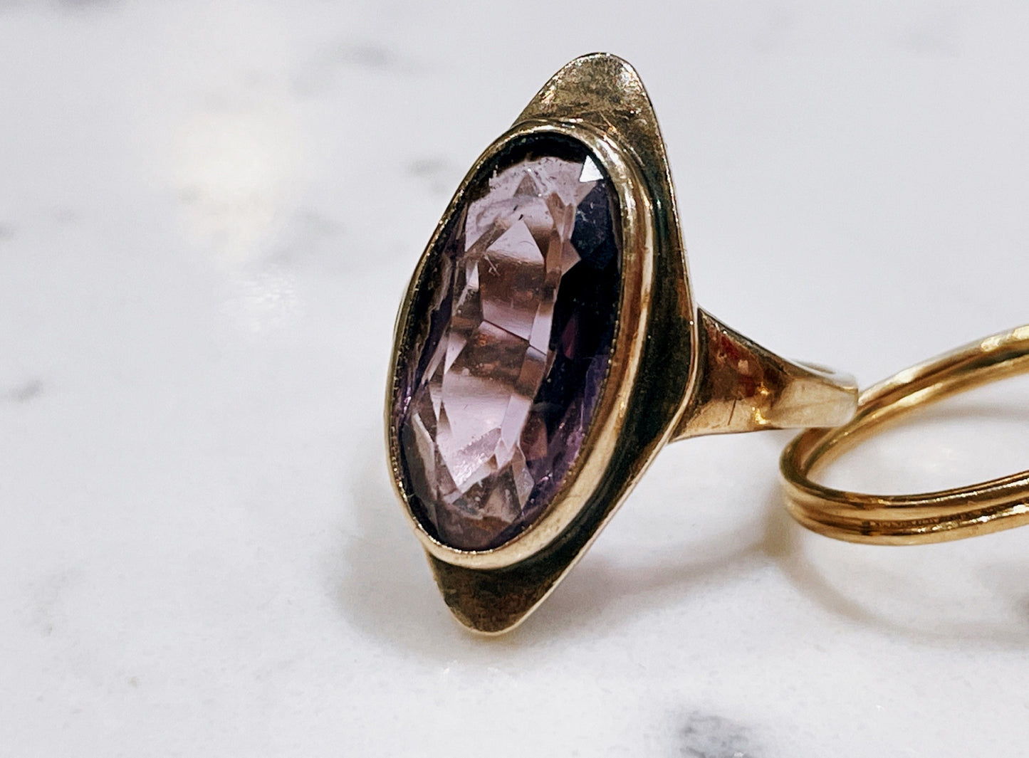 9ct yellow gold and marquise set amethyst dress ring - The Goldfinch Collection