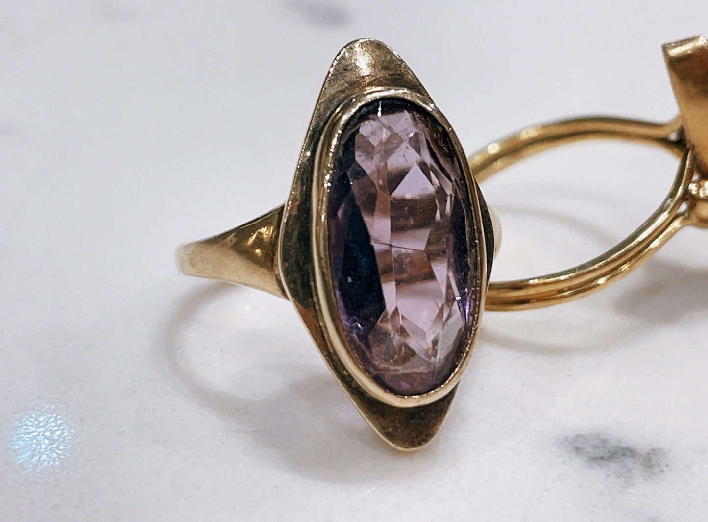 9ct yellow gold and marquise set amethyst dress ring - The Goldfinch Collection
