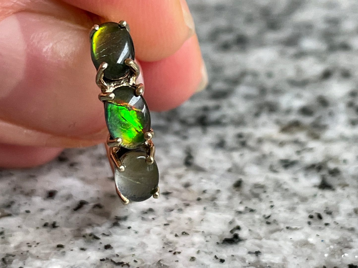 9ct gold Diopside Ammolite ring - The Goldfinch Collection