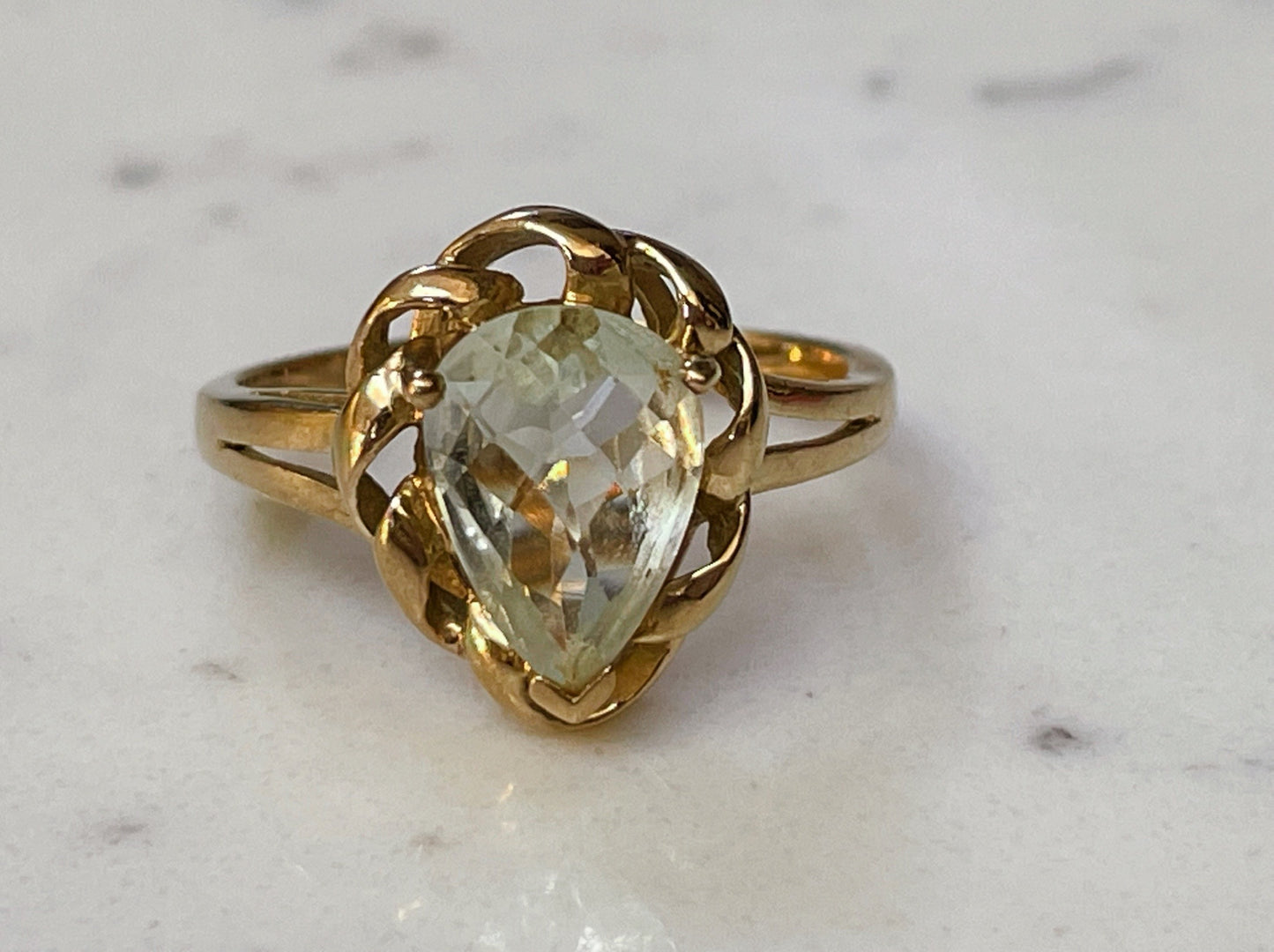 Moissanite tear drop ring - The Goldfinch Collection