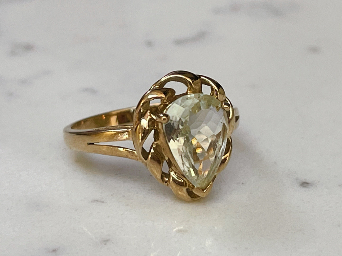 Moissanite tear drop ring - The Goldfinch Collection
