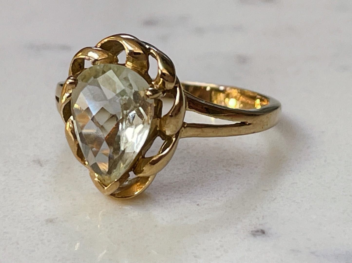 Moissanite tear drop ring - The Goldfinch Collection