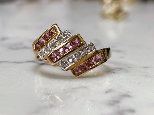 Alternating pink sapphire and diamond ring - The Goldfinch Collection