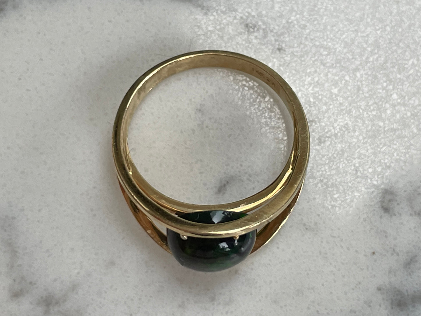 14ct yellow gold with black opal dome - The Goldfinch Collection