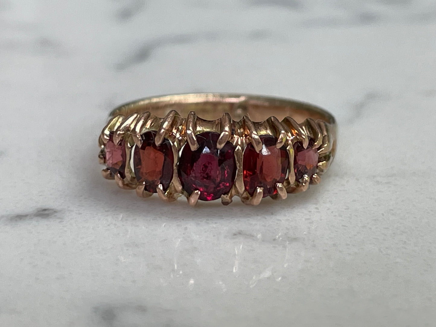 9ct gold ring with garnets - The Goldfinch Collection