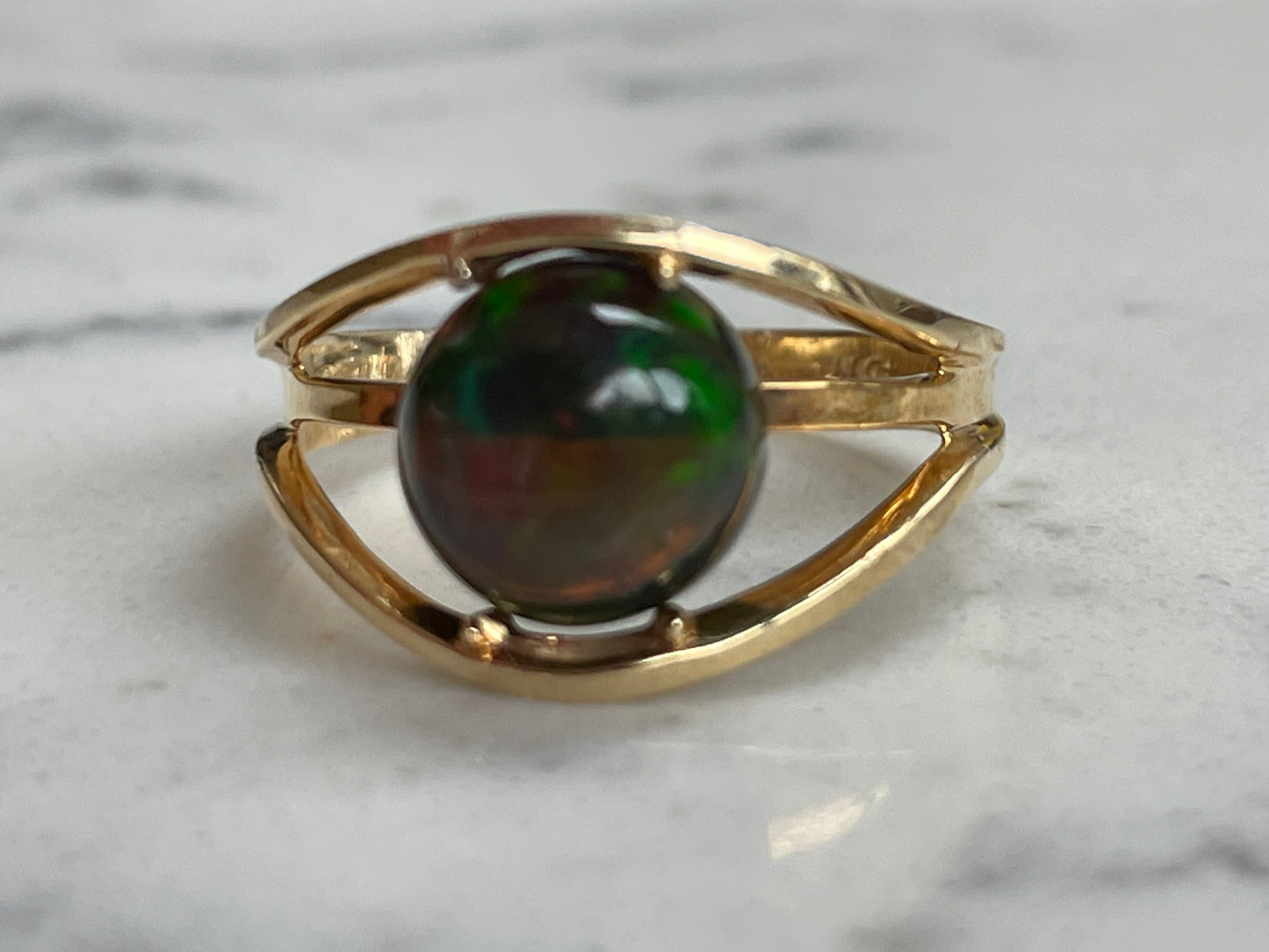 14ct yellow gold with black opal dome - The Goldfinch Collection
