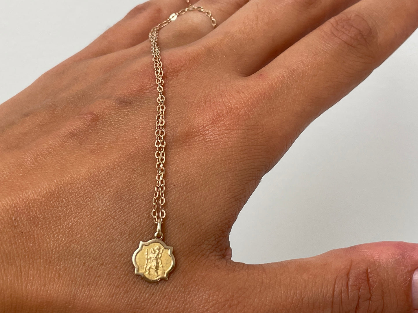 9ct gold St Christopher pendant and link chain 17' - The Goldfinch Collection