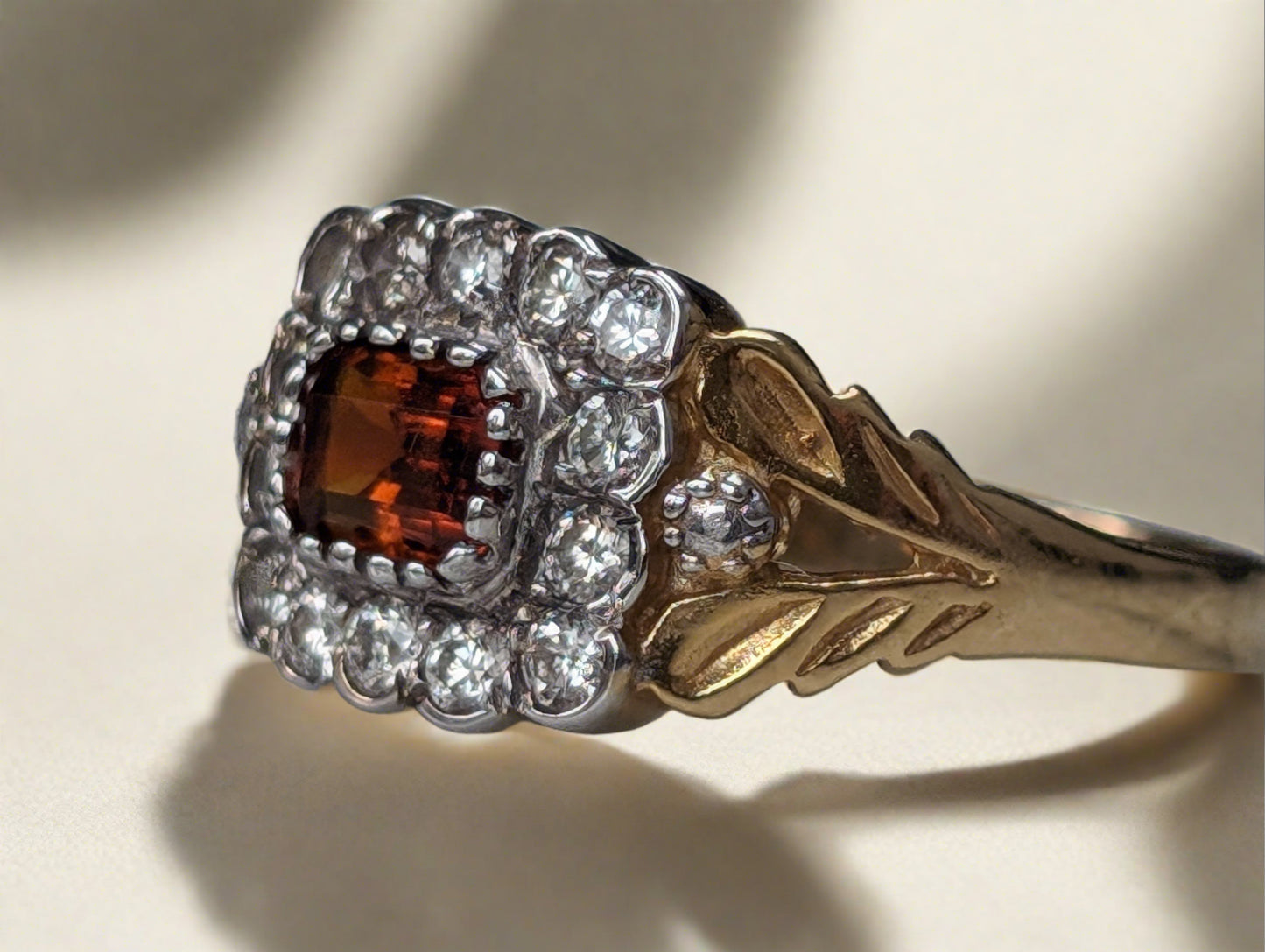 18ct gold ring with diamond and citrine - The Goldfinch Collection