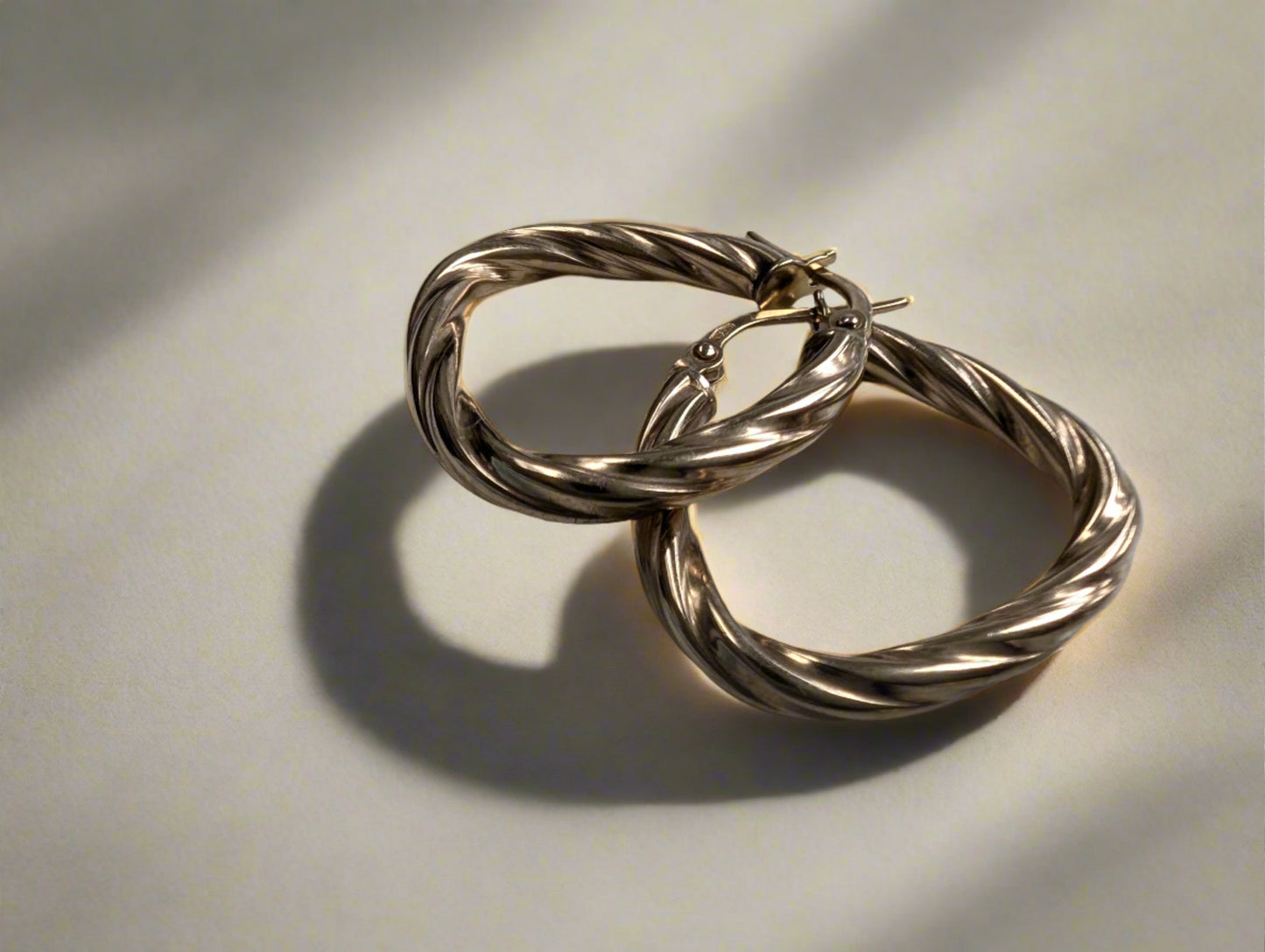 9ct Yellow Gold Triangle Creole Twist Hoop Earrings - The Goldfinch Collection