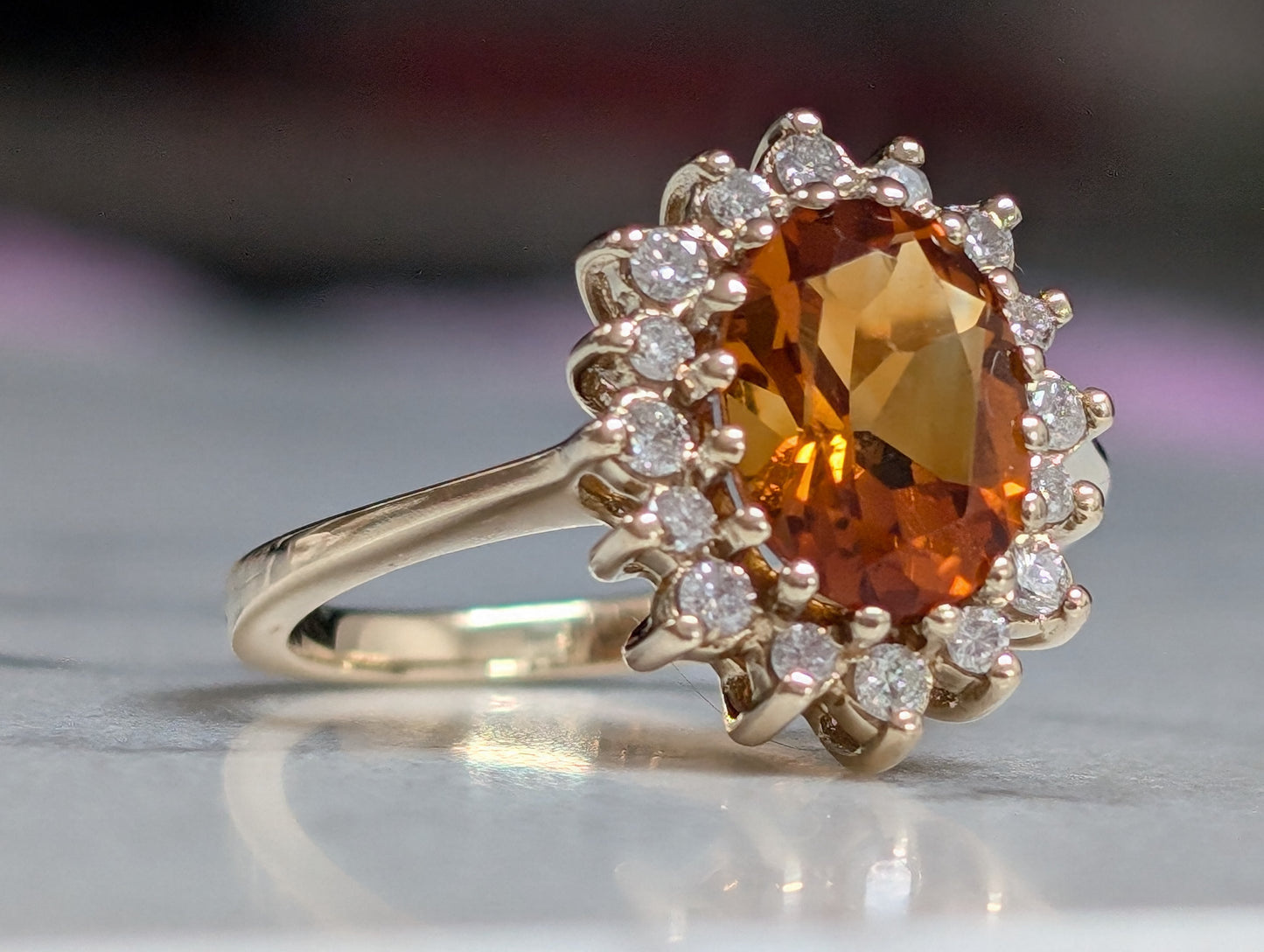 9ct yellow gold citrine and diamond cluster ring - The Goldfinch Collection