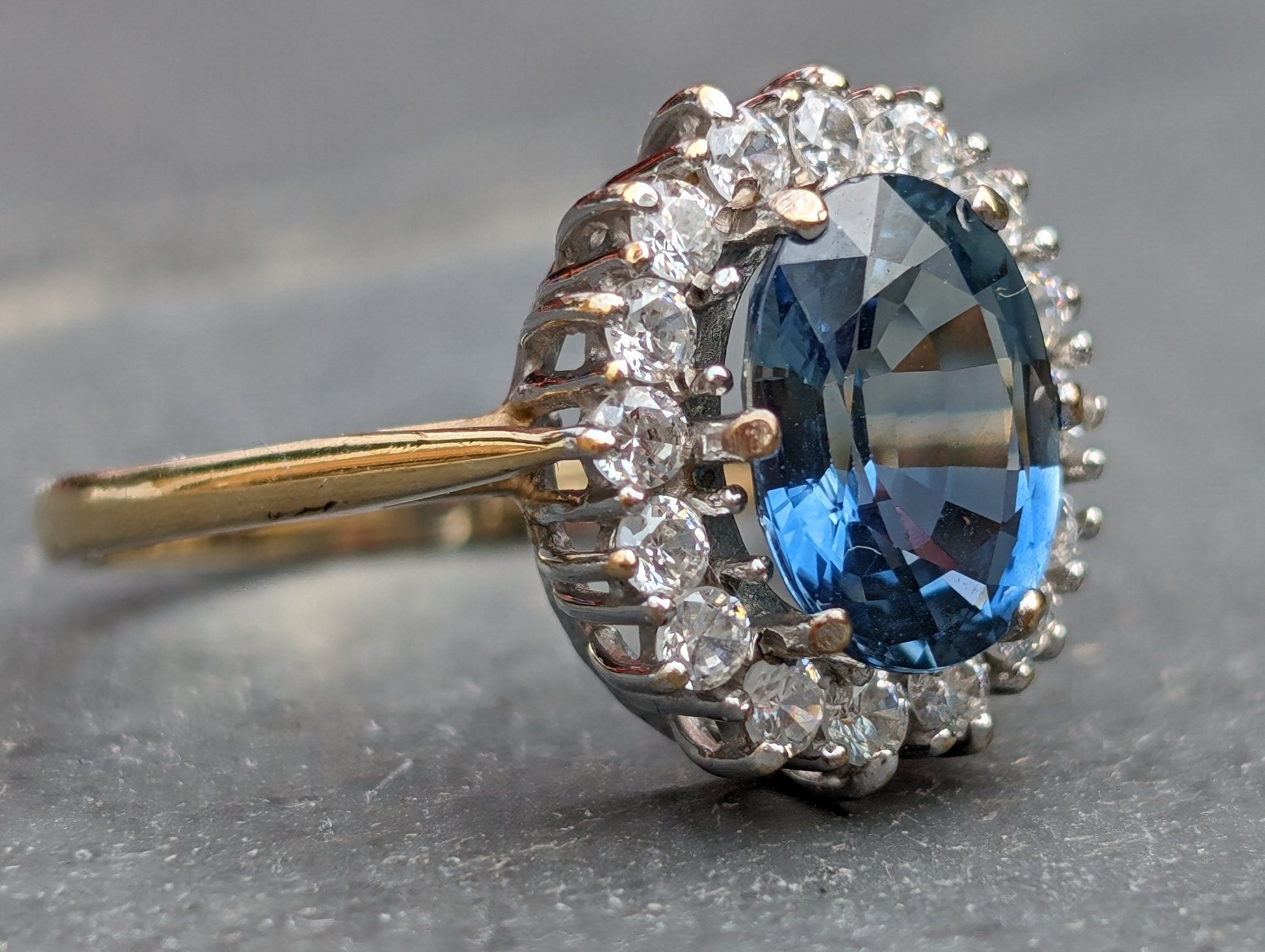 9ct yellow gold Blue Topaz & Diamond ring - The Goldfinch Collection