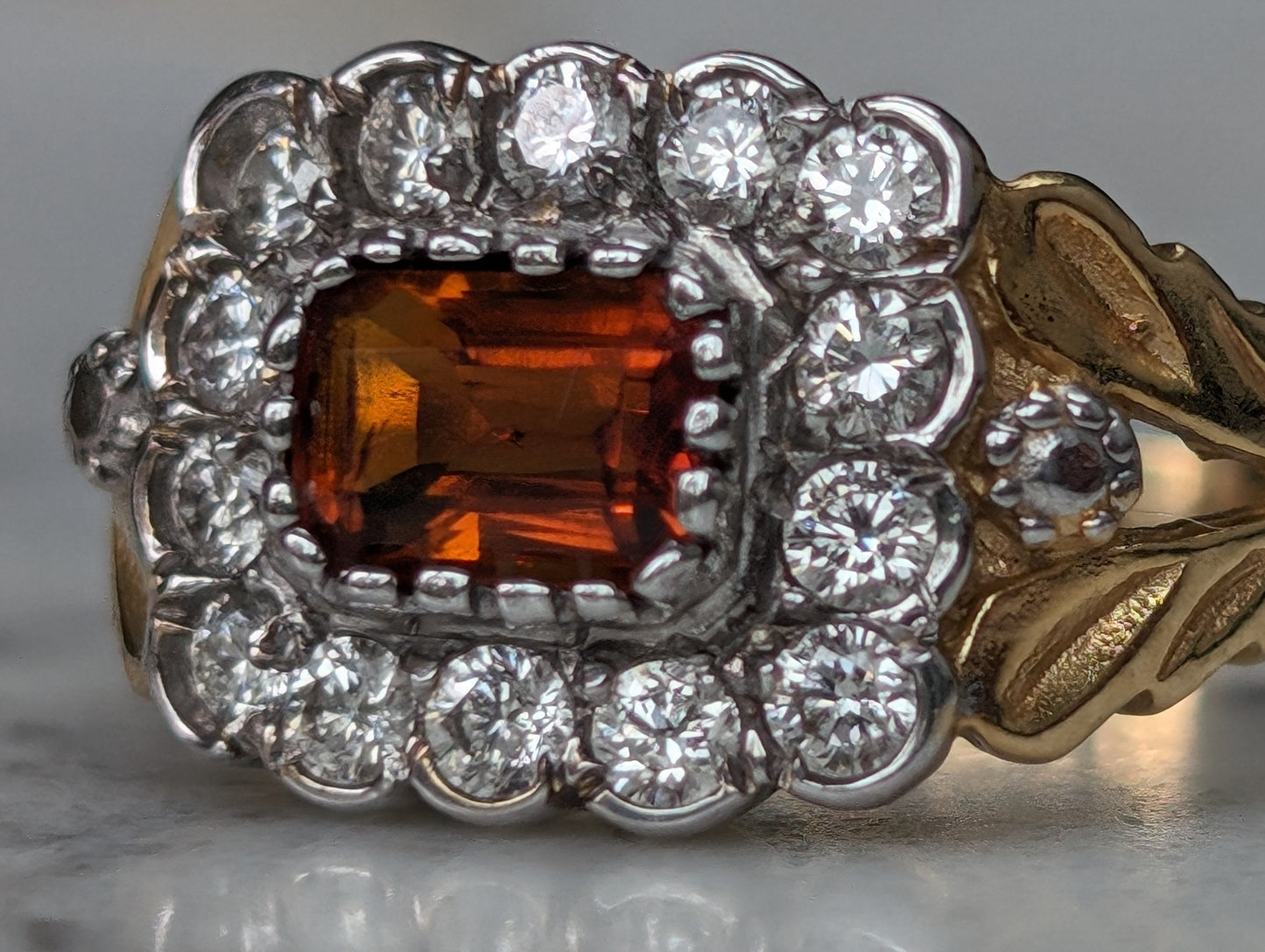 18ct gold ring with diamond and citrine - The Goldfinch Collection