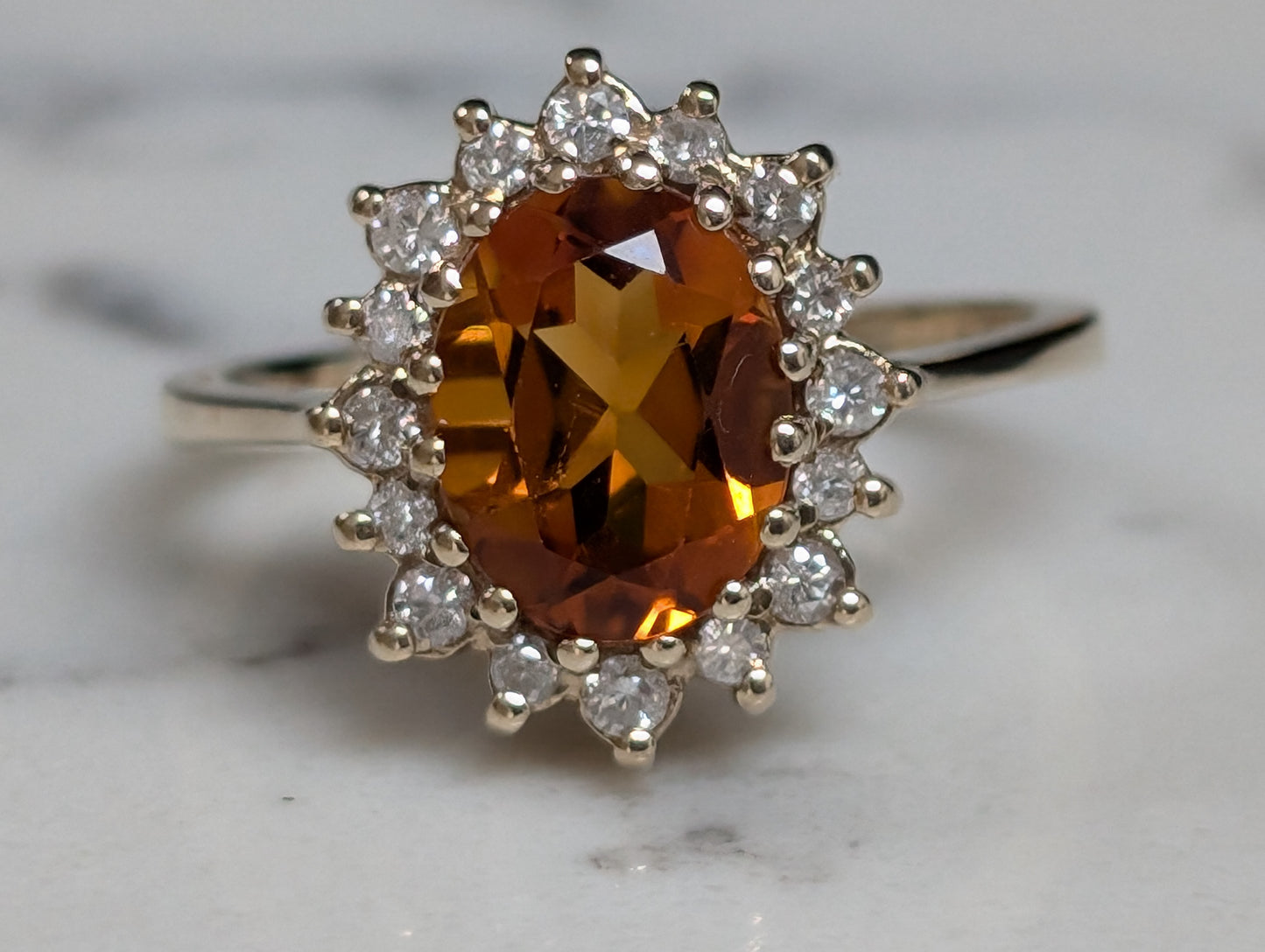 9ct yellow gold citrine and diamond cluster ring - The Goldfinch Collection