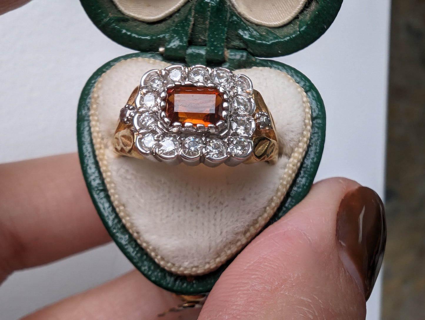 18ct gold ring with diamond and citrine - The Goldfinch Collection