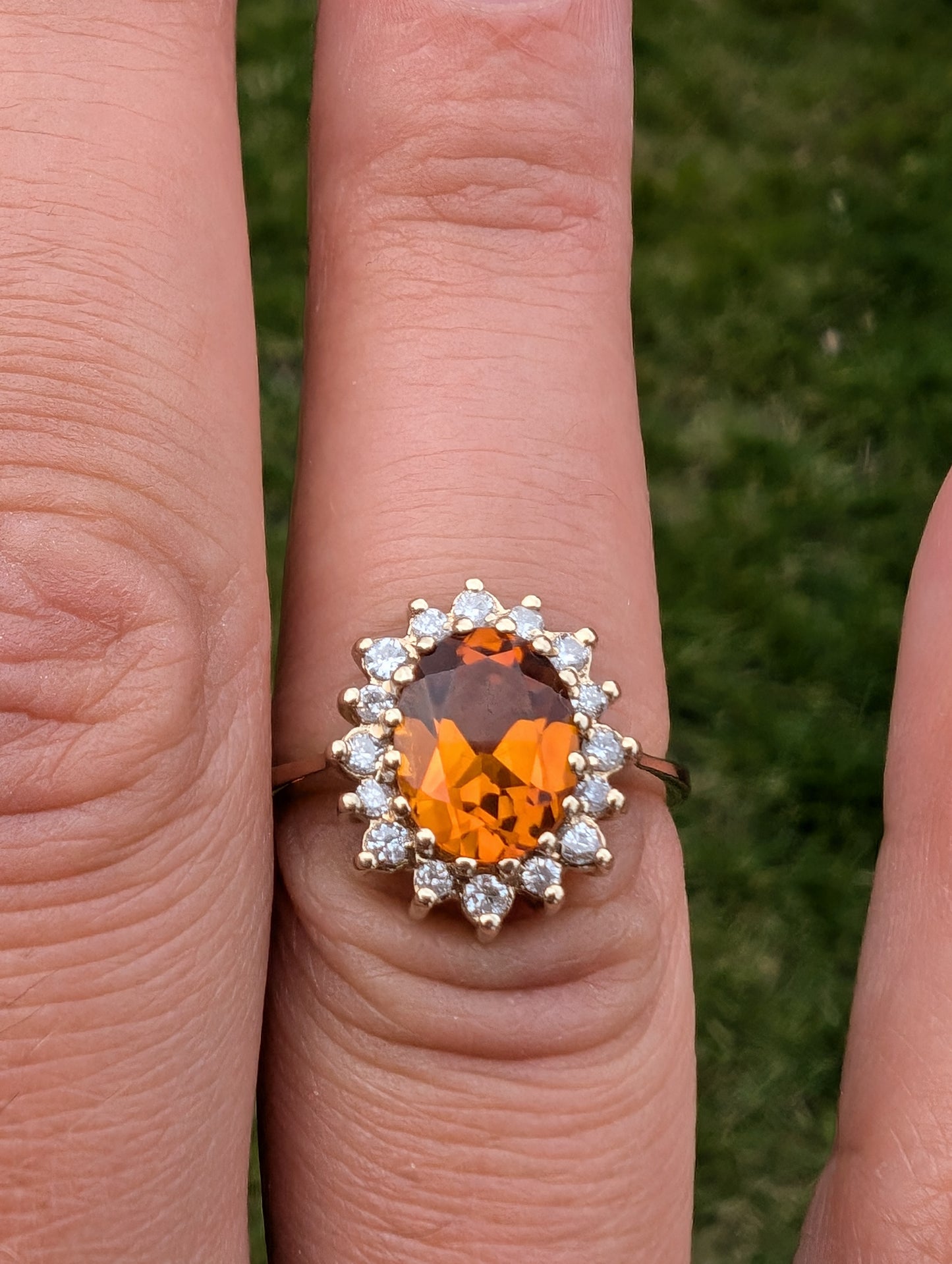 9ct yellow gold citrine and diamond cluster ring - The Goldfinch Collection