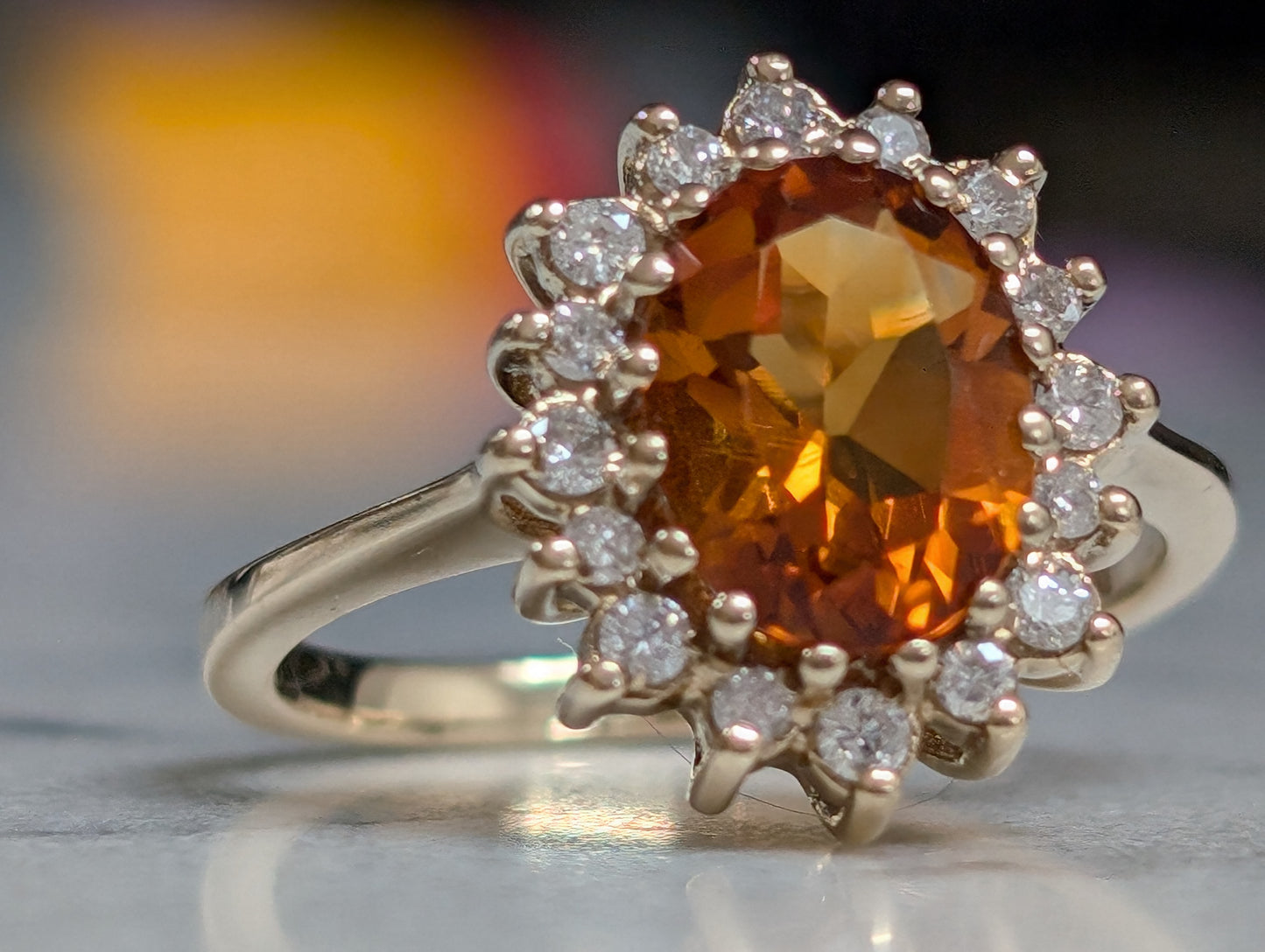 9ct yellow gold citrine and diamond cluster ring - The Goldfinch Collection