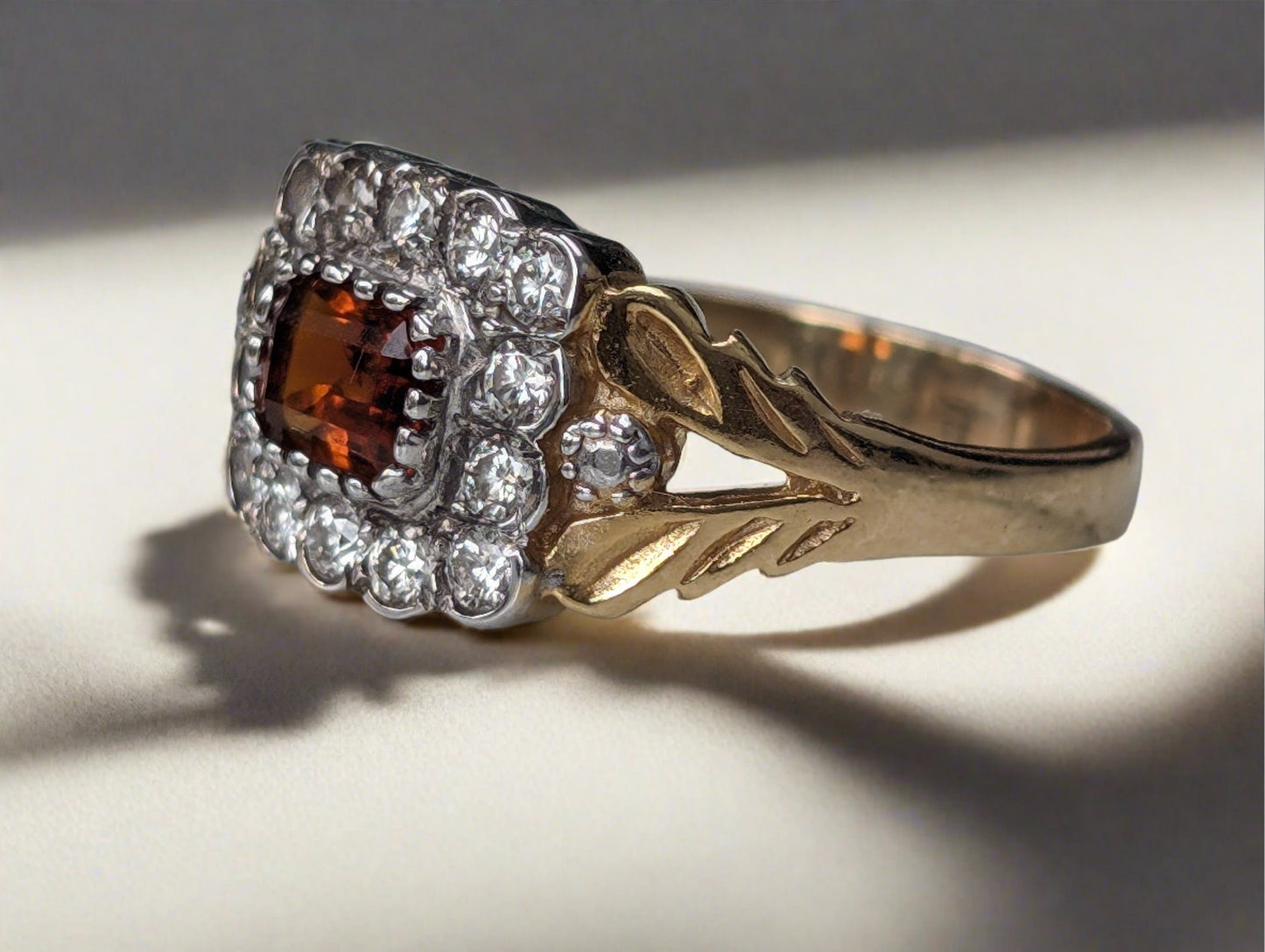 18ct gold ring with diamond and citrine - The Goldfinch Collection