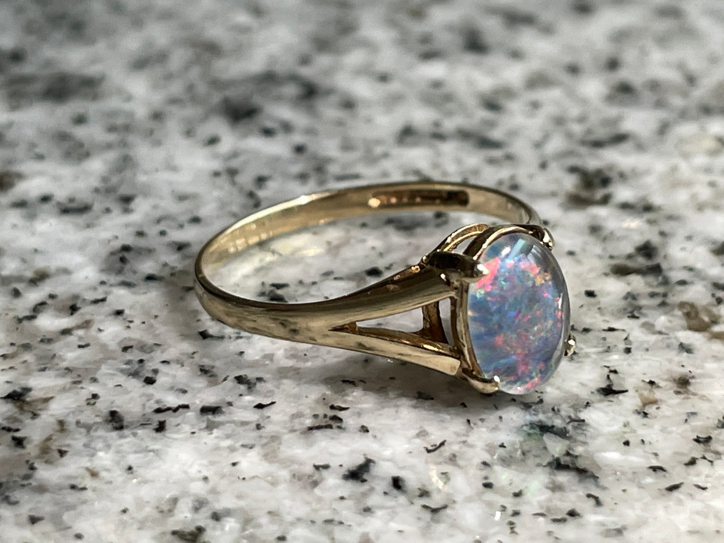 Black opal triplet dress ring in 9ct gold - The Goldfinch Collection