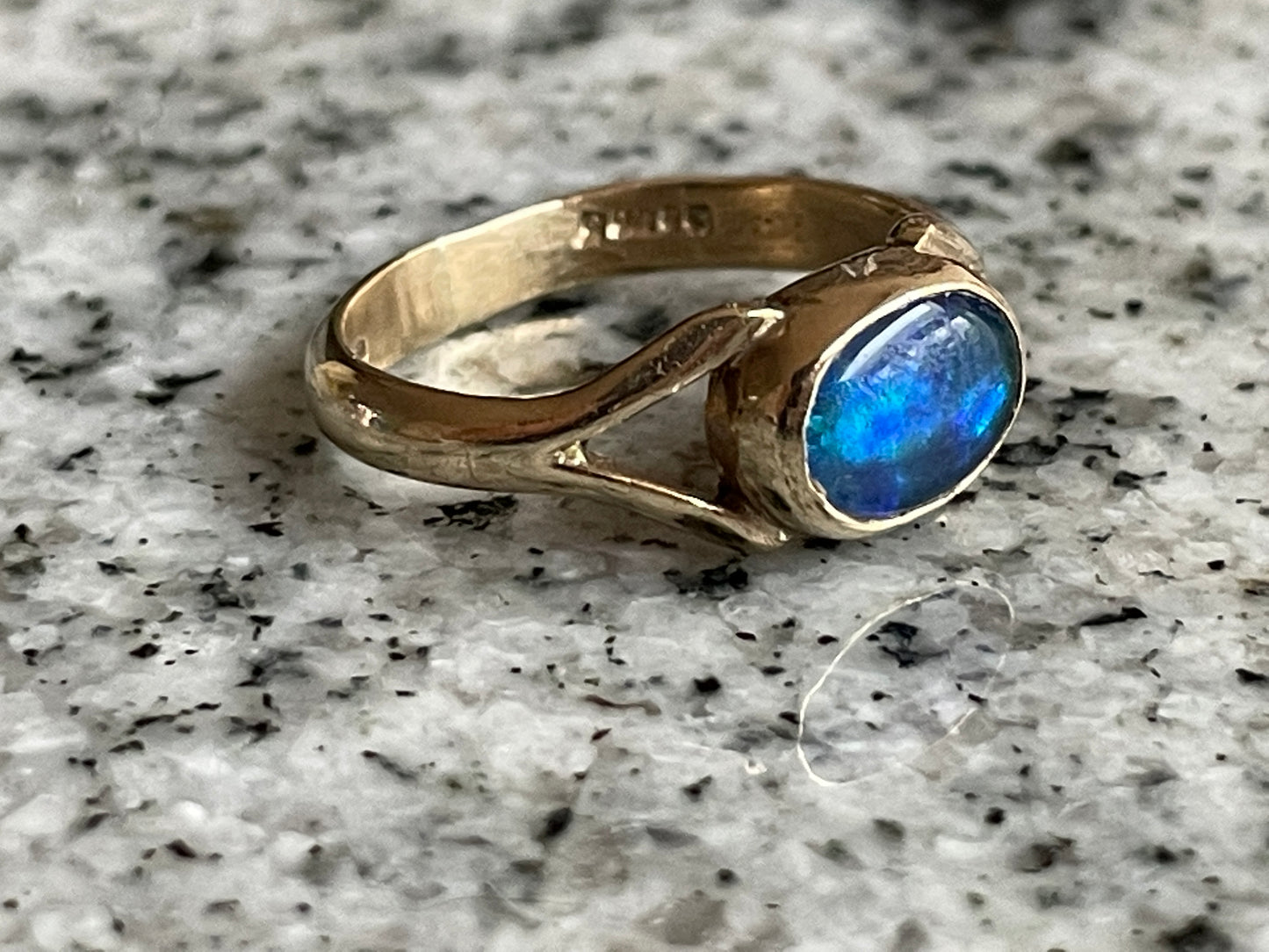 Vintage Black Opal Triplet Solitaire Ring in 9ct Gold - The Goldfinch Collection