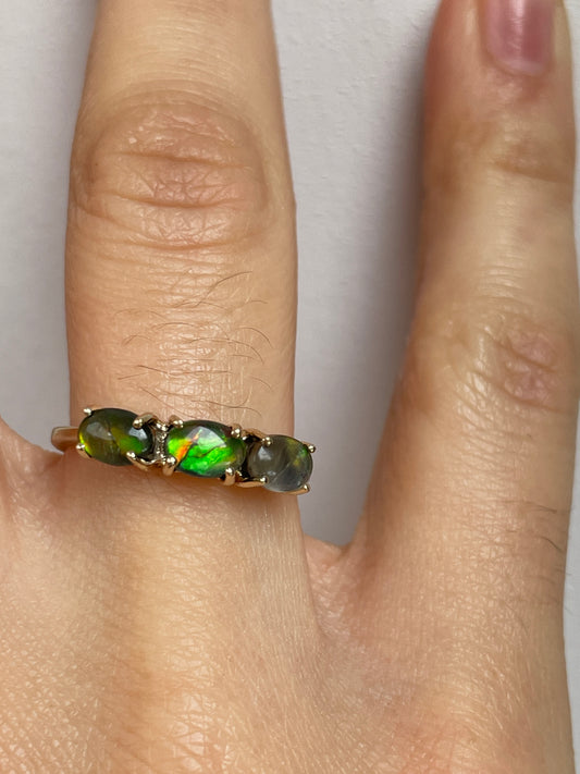 9ct gold Diopside Ammolite ring - The Goldfinch Collection