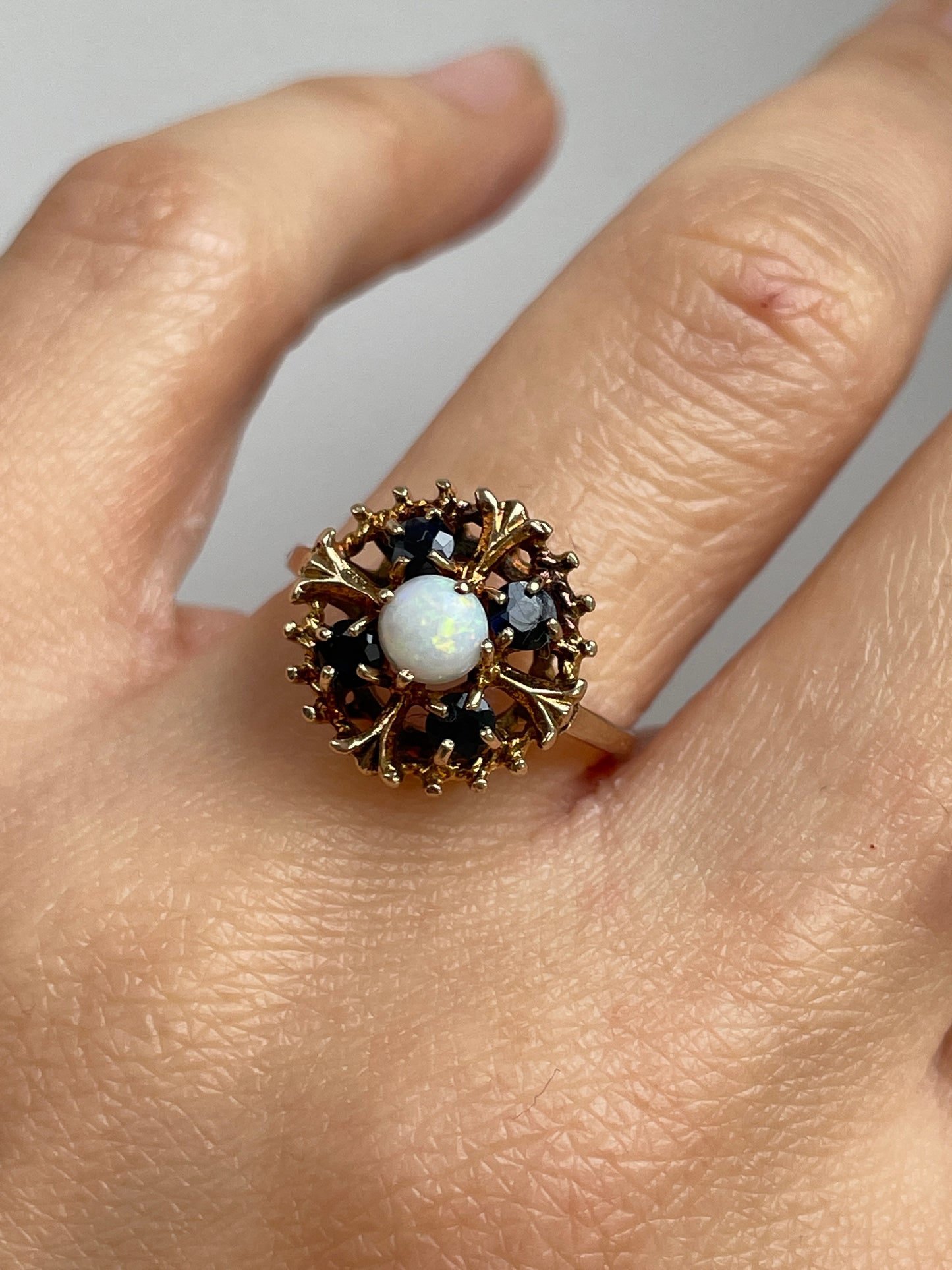 Opal and Sapphire Cluster Ring - The Goldfinch Collection