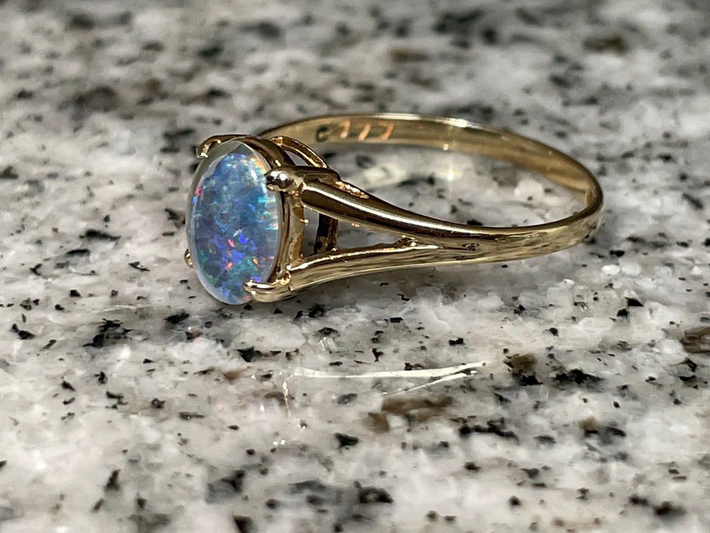 Black opal triplet dress ring in 9ct gold - The Goldfinch Collection