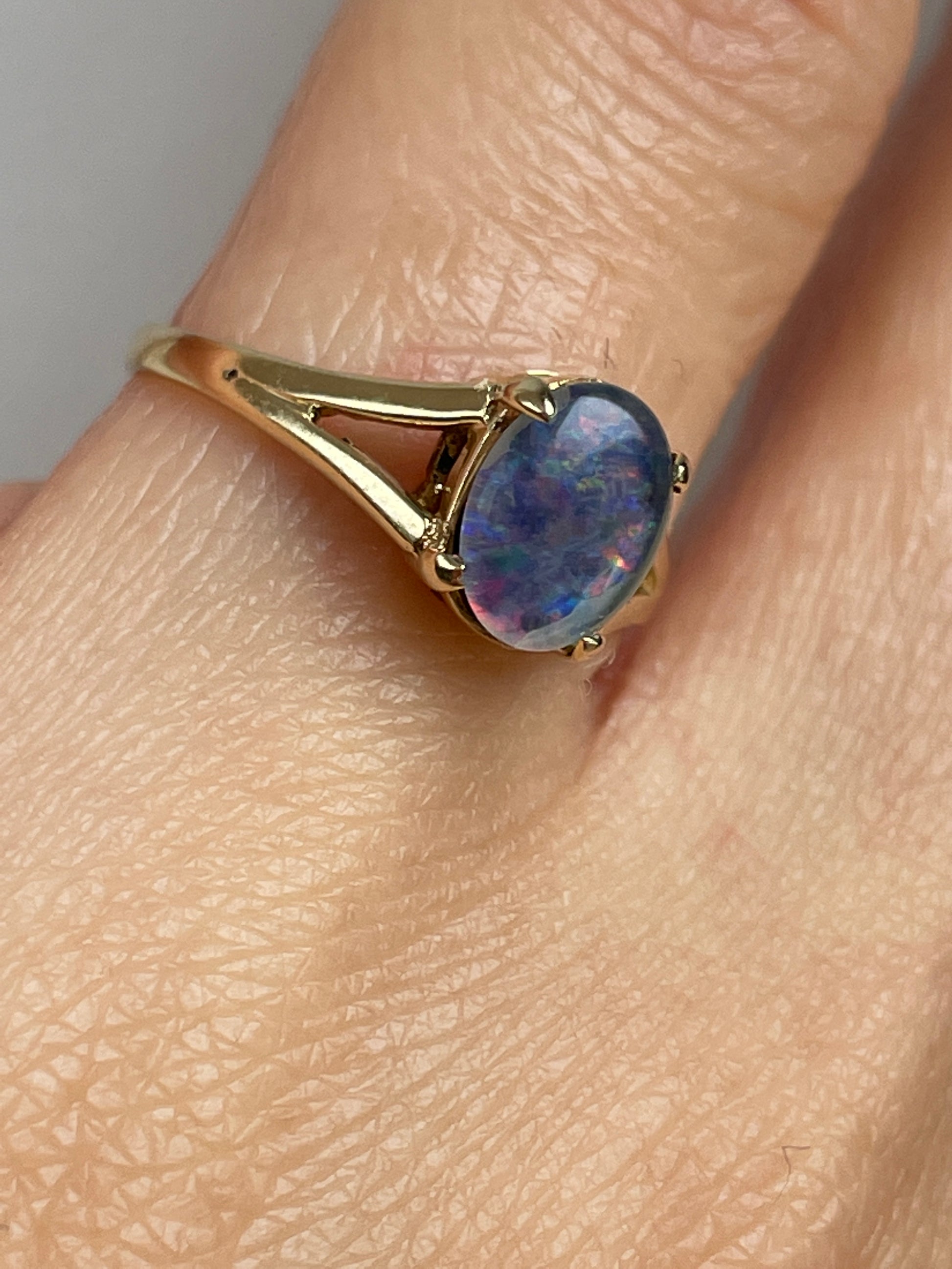 Black opal triplet dress ring in 9ct gold - The Goldfinch Collection