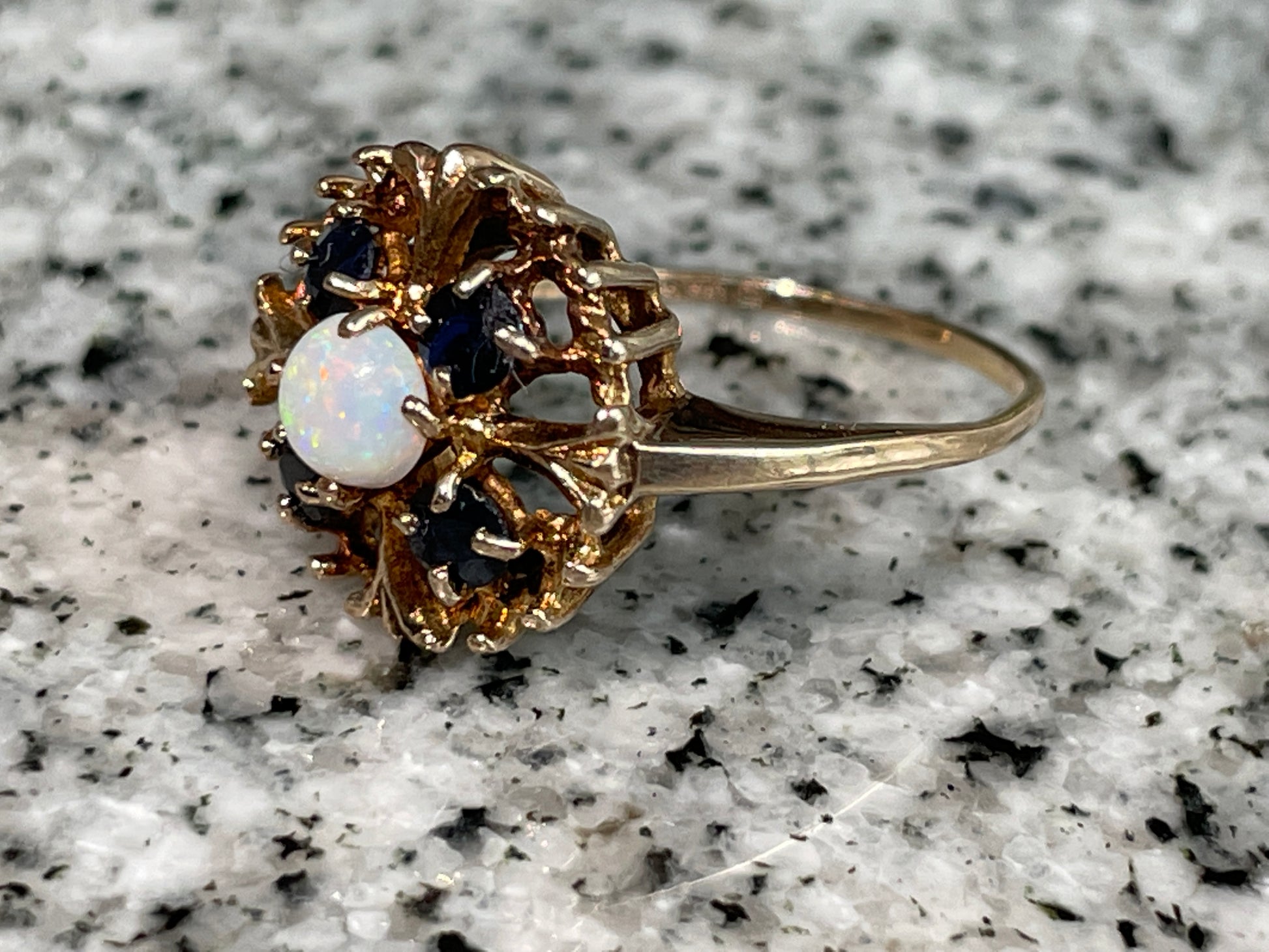 Opal and Sapphire Cluster Ring - The Goldfinch Collection