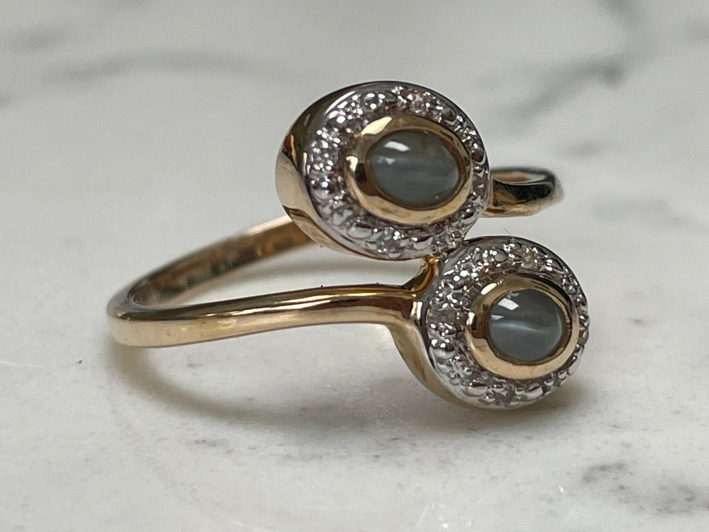 9ct yellow Gold Ring features  Chrysoberyl Cat's Eye and diamonds - The Goldfinch Collection