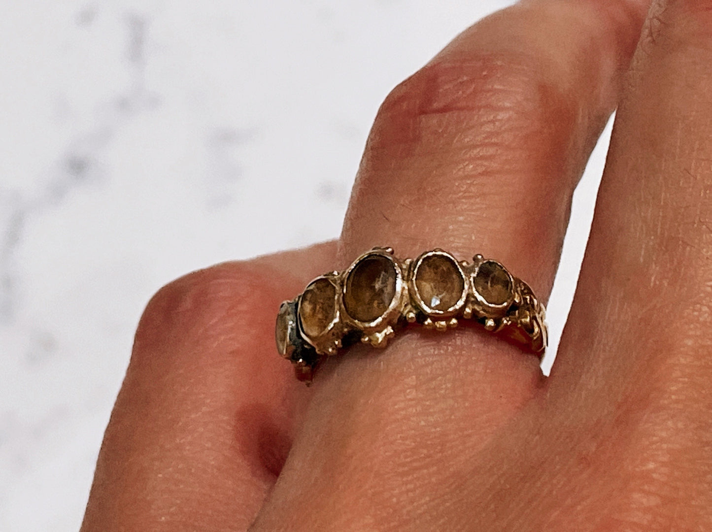 Victorian 18ct yellow gold five-stone citrine ring - The Goldfinch Collection