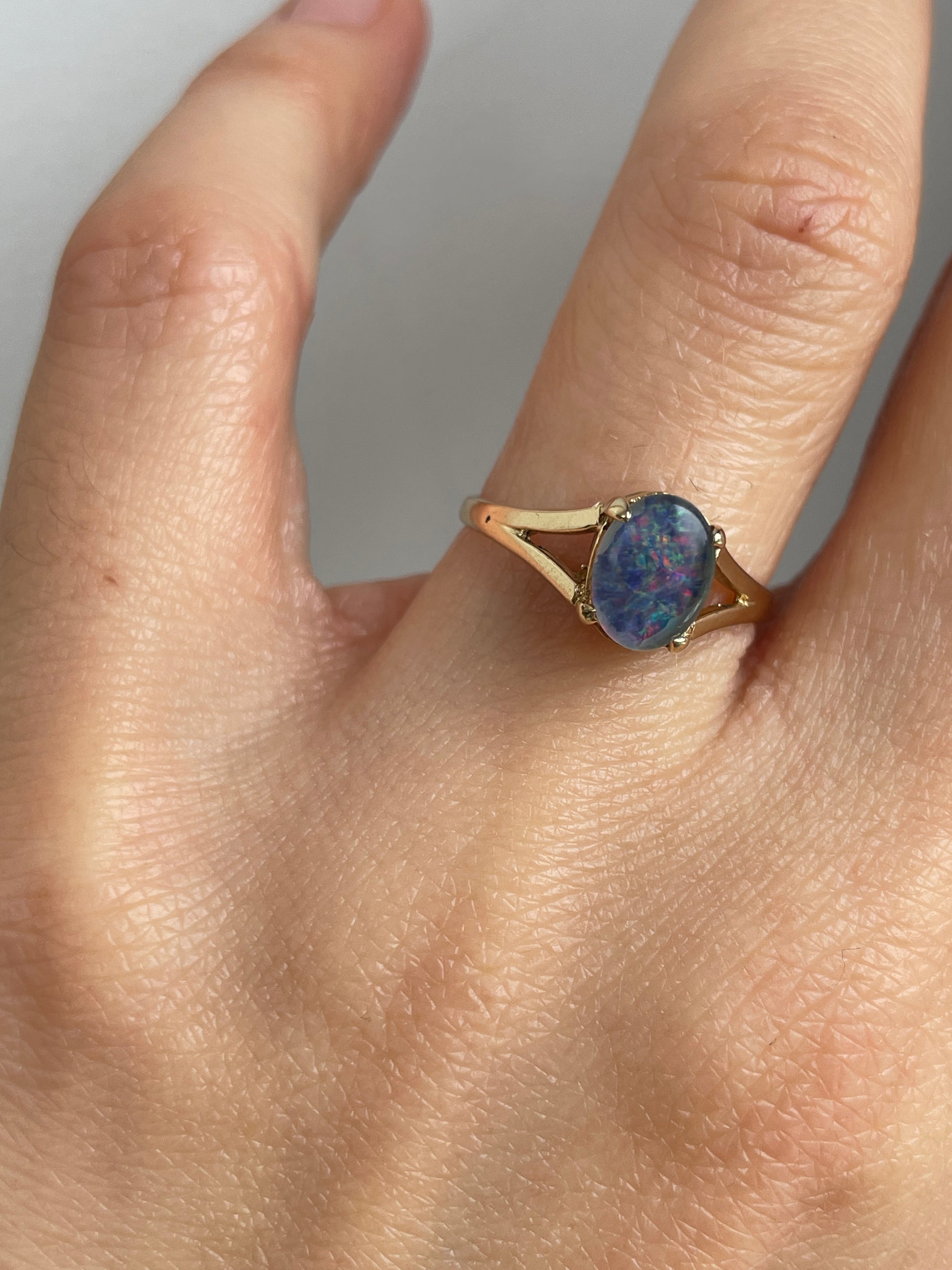 Black opal triplet dress ring in 9ct gold - The Goldfinch Collection