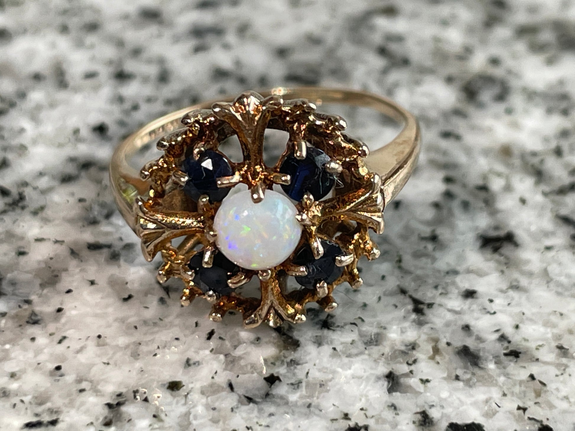 Opal and Sapphire Cluster Ring - The Goldfinch Collection