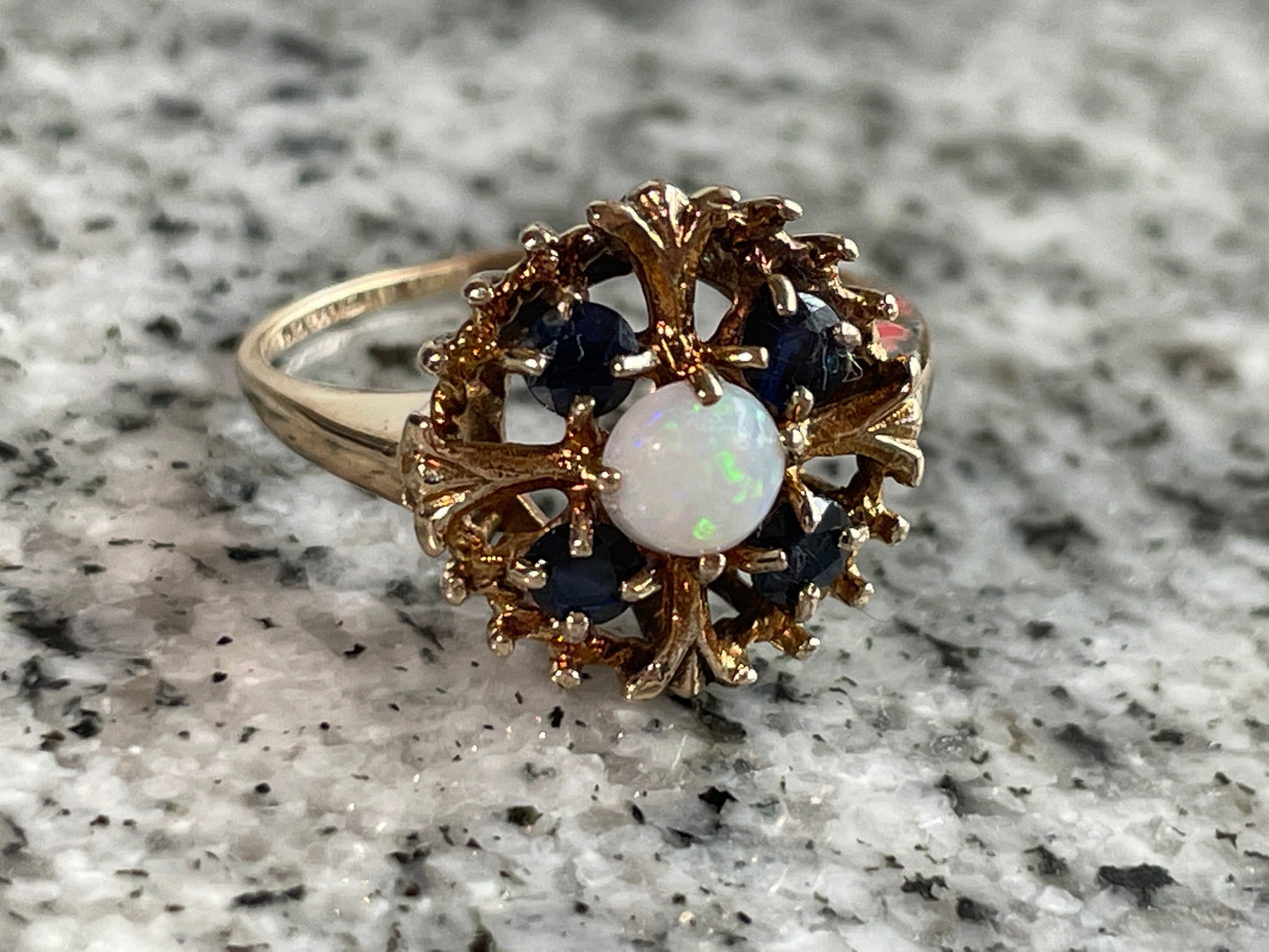 Opal and Sapphire Cluster Ring - The Goldfinch Collection