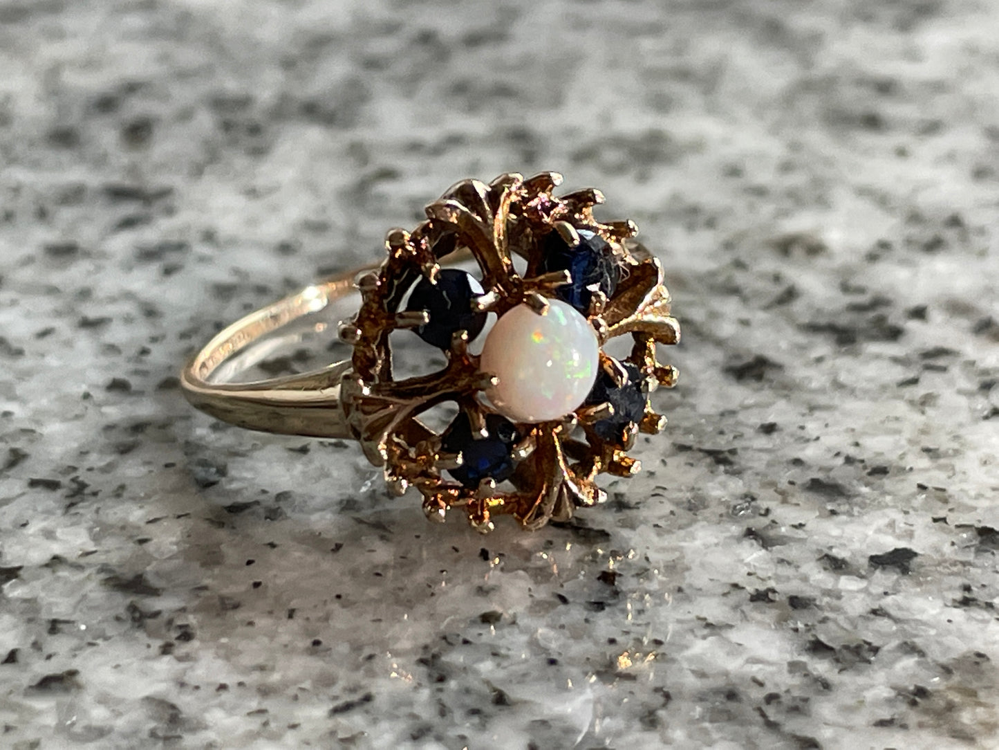 Opal and Sapphire Cluster Ring - The Goldfinch Collection