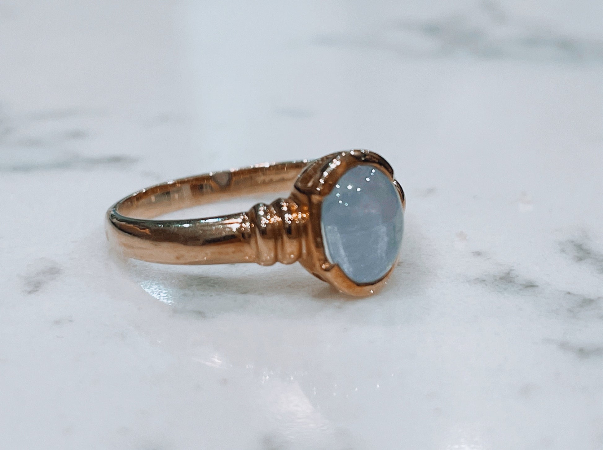 9ct yellow gold ring featuring milky white Star Sapphire - The Goldfinch Collection