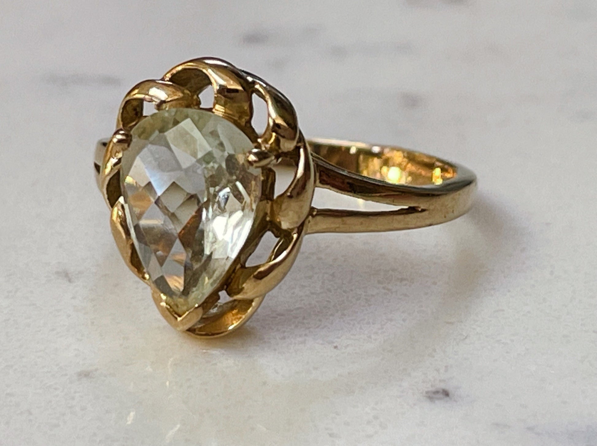 Moissanite tear drop ring - The Goldfinch Collection