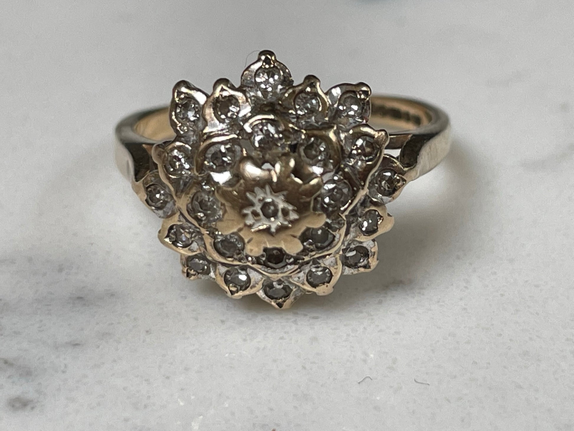 9ct solid gold ring with diamond cluster - The Goldfinch Collection