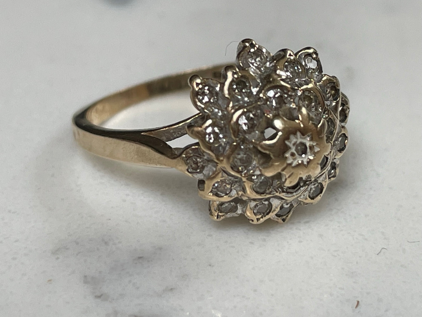 9ct solid gold ring with diamond cluster - The Goldfinch Collection