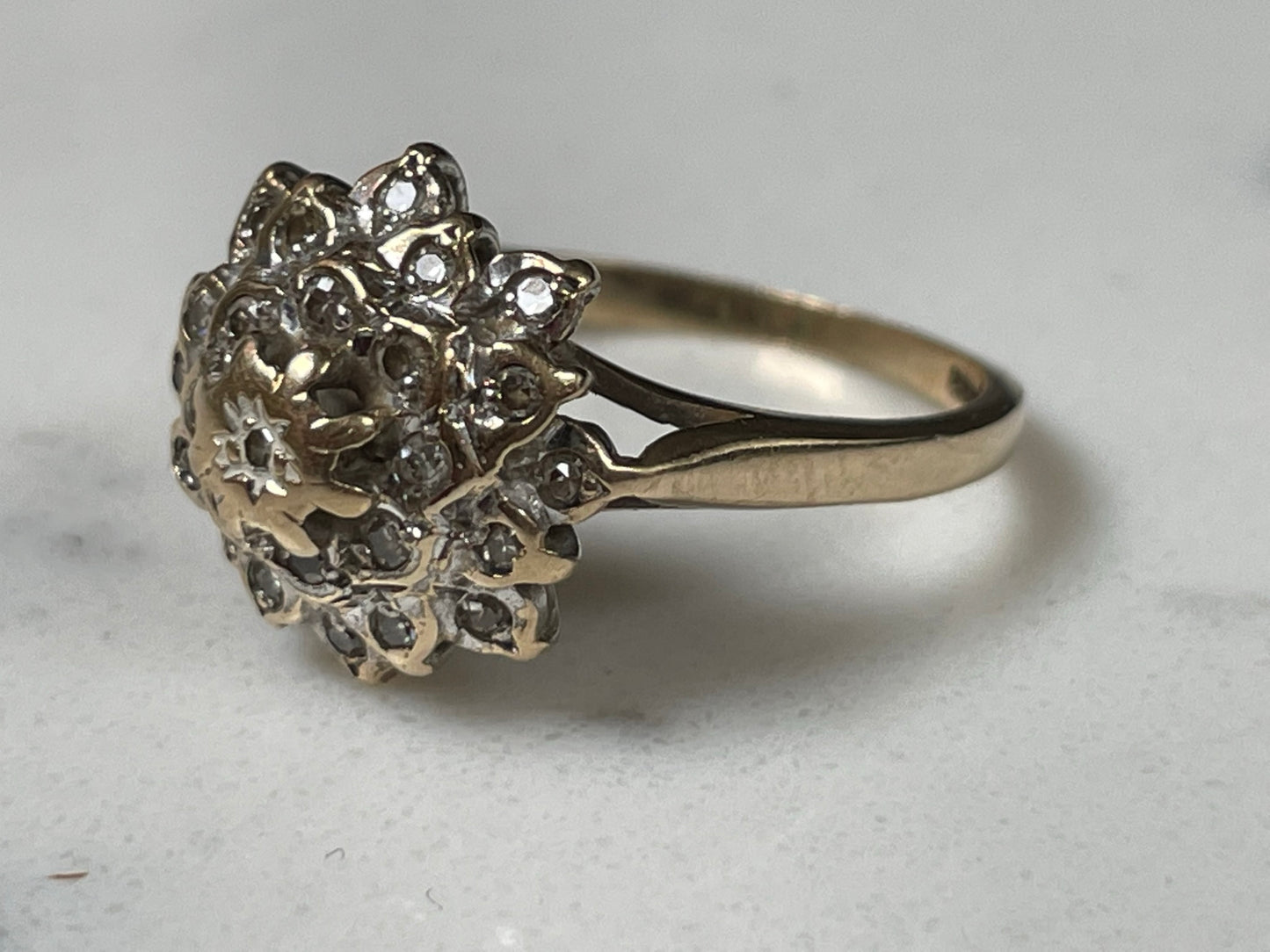 9ct solid gold ring with diamond cluster - The Goldfinch Collection