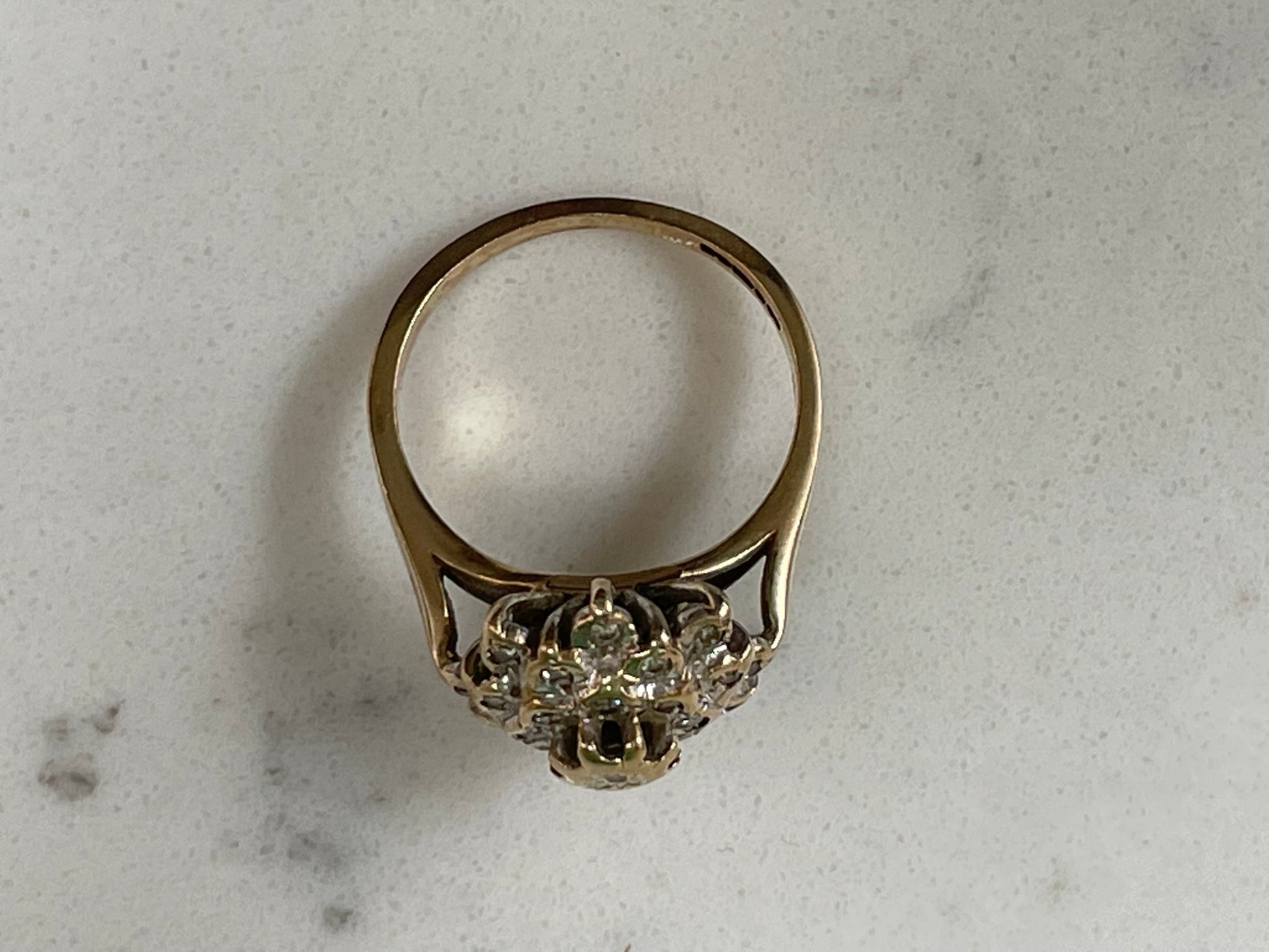 9ct solid gold ring with diamond cluster - The Goldfinch Collection