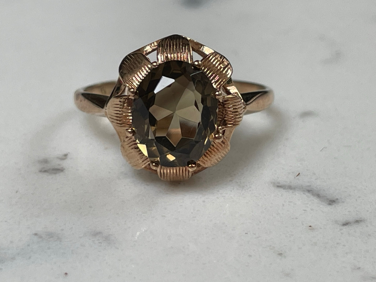 9ct solid gold sunflower ring with topaz centrepiece - The Goldfinch Collection