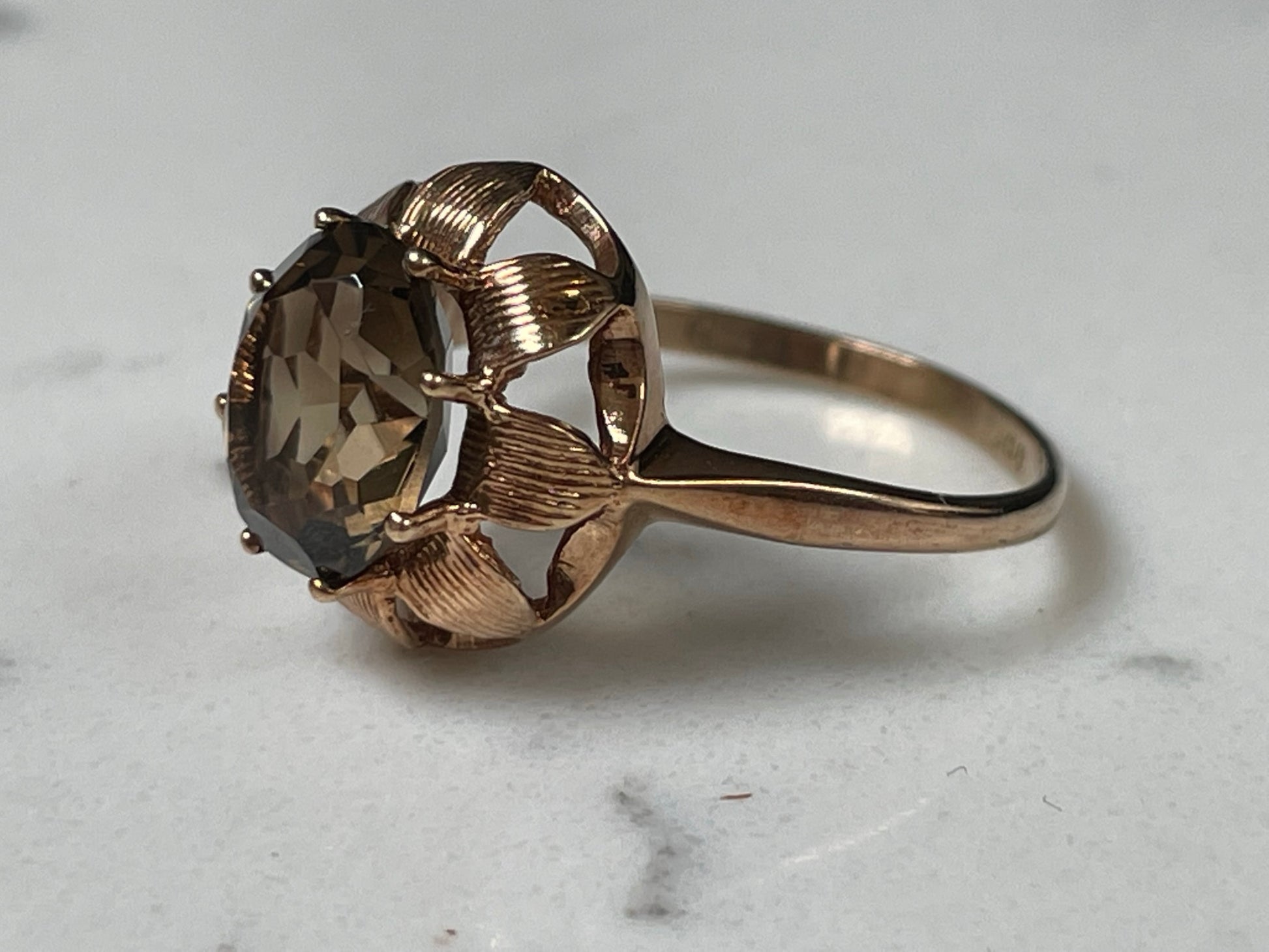 9ct solid gold sunflower ring with topaz centrepiece - The Goldfinch Collection