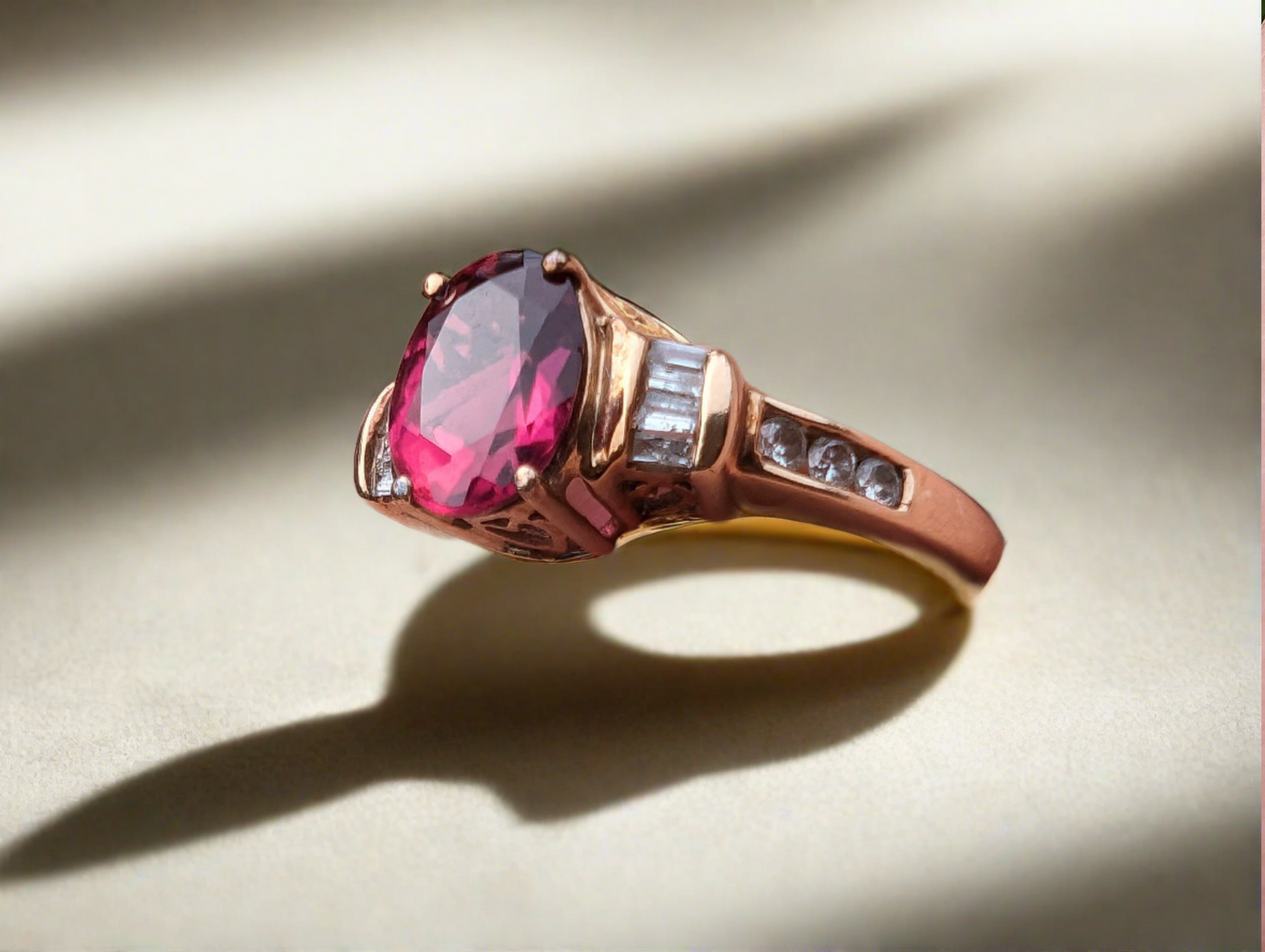 9ct Gold Rubellite and Diamond Ring - The Goldfinch Collection