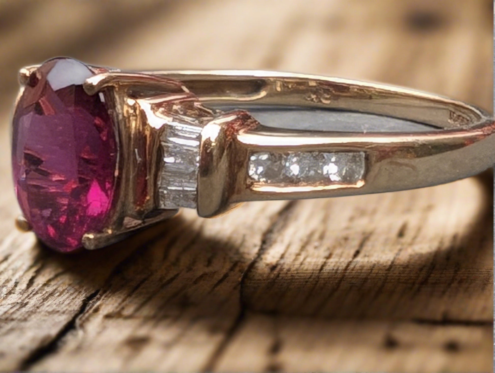 9ct Gold Rubellite and Diamond Ring - The Goldfinch Collection