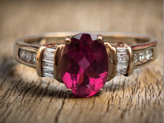 9ct Gold Rubellite and Diamond Ring - The Goldfinch Collection