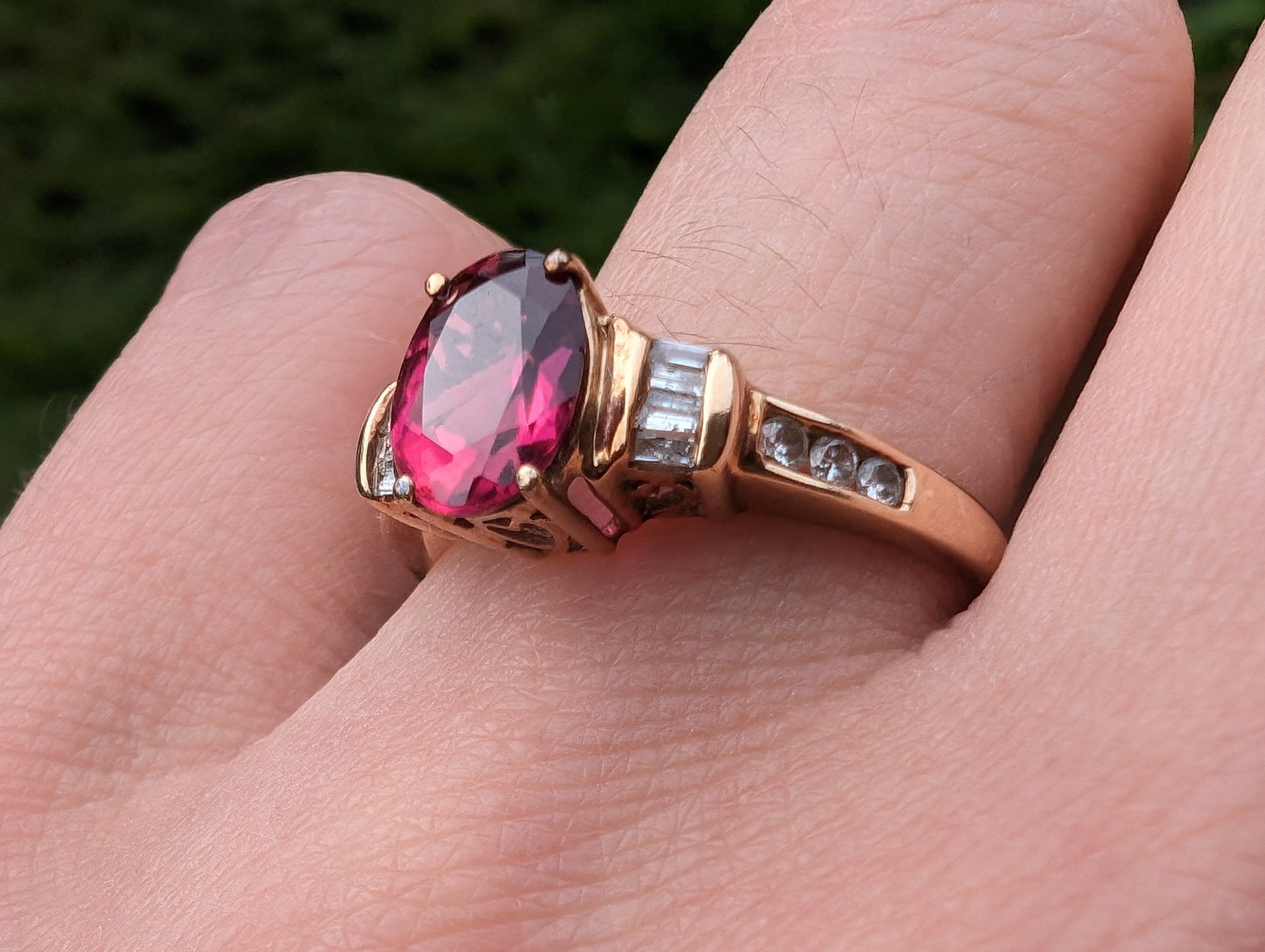9ct Gold Rubellite and Diamond Ring - The Goldfinch Collection