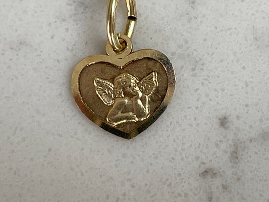 9ct gold cherub heart necklace 16' - The Goldfinch Collection