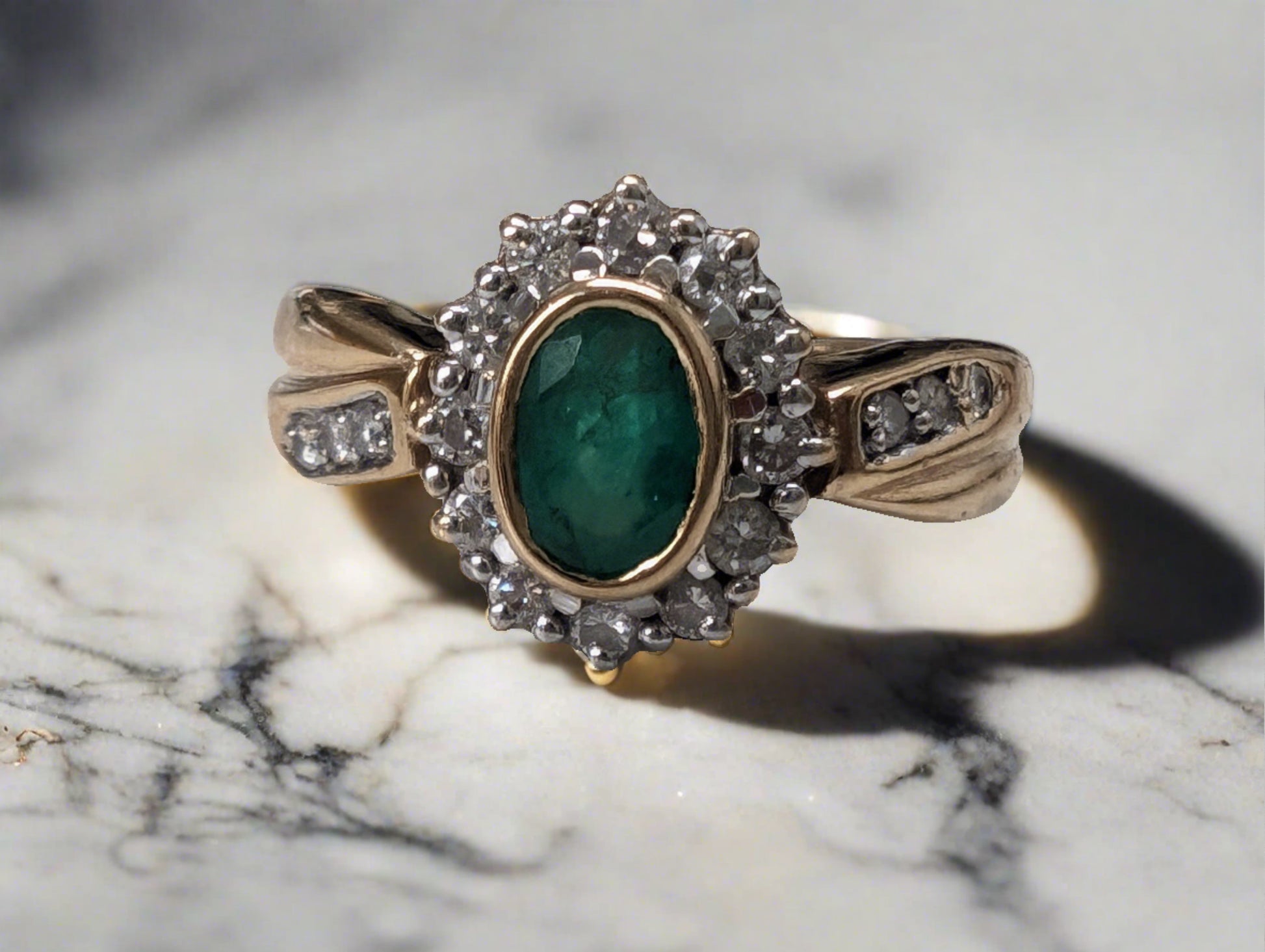 9ct emerald and diamond ring - The Goldfinch Collection