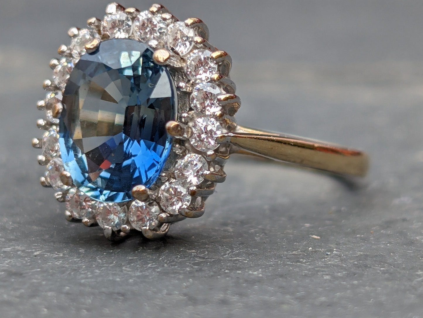 9ct yellow gold Blue Topaz & Diamond ring - The Goldfinch Collection